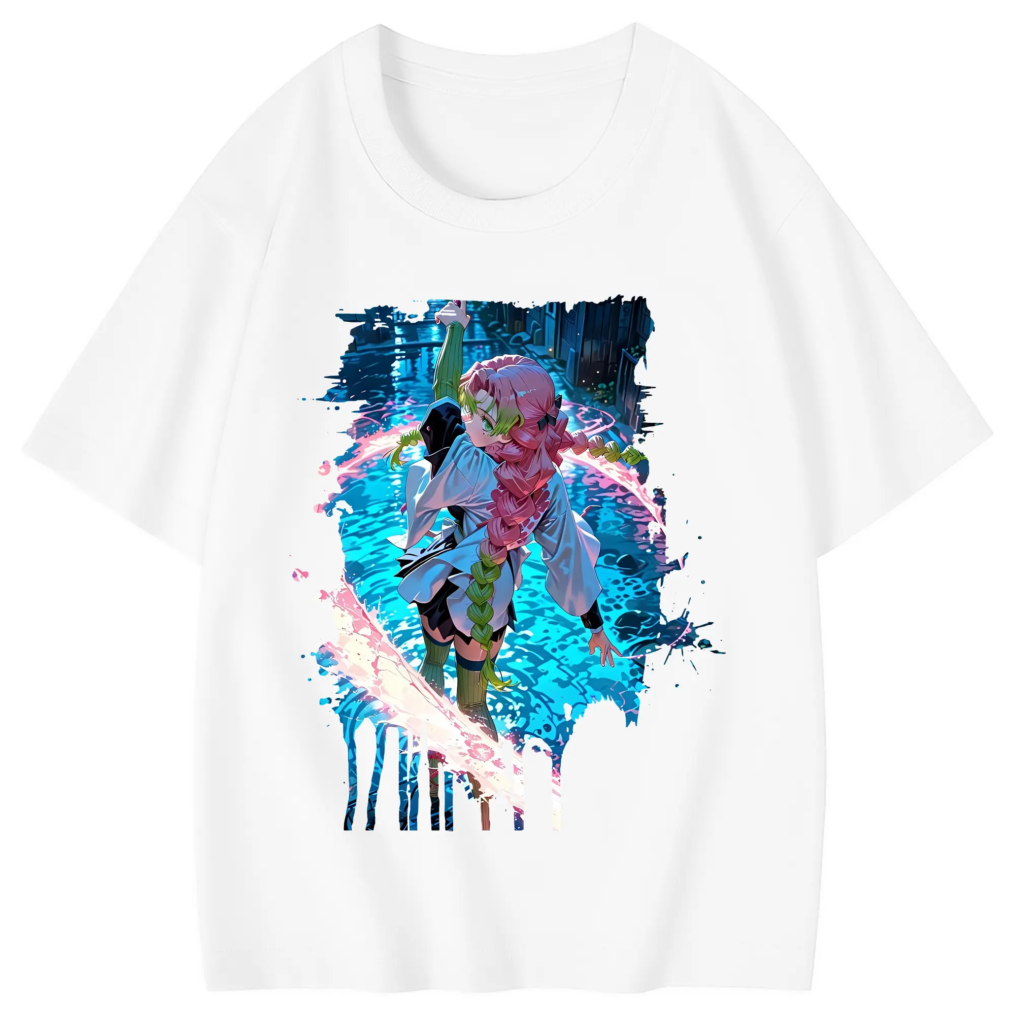 鬼滅の刃 グッズ,甘露寺 蜜璃 - 綿100％ キッズTシャツ ・ フロントプリント ・ 快適 通気性 ・ スポーツ カジュアル 散歩用