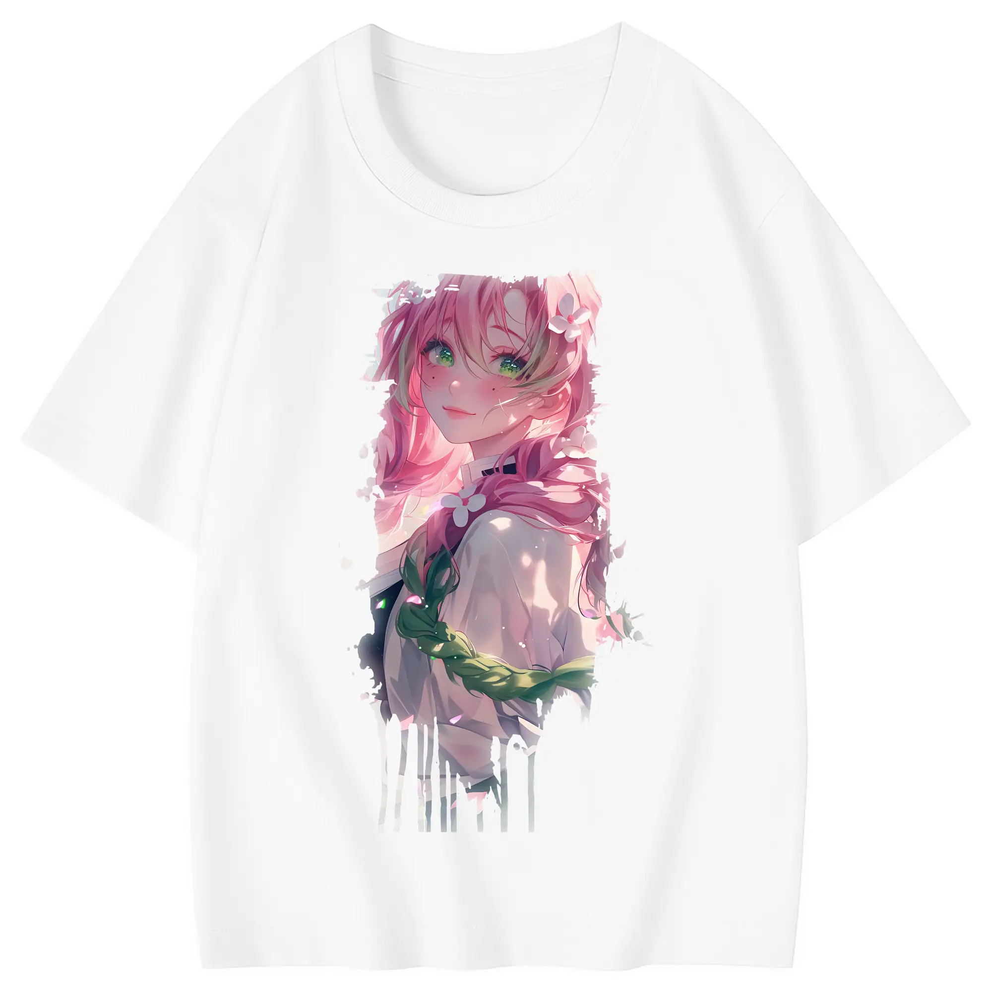 鬼滅の刃 グッズ,甘露寺 蜜璃 - 綿100％ キッズTシャツ ・ フロントプリント ・ 快適 通気性 ・ スポーツ カジュアル 散歩用