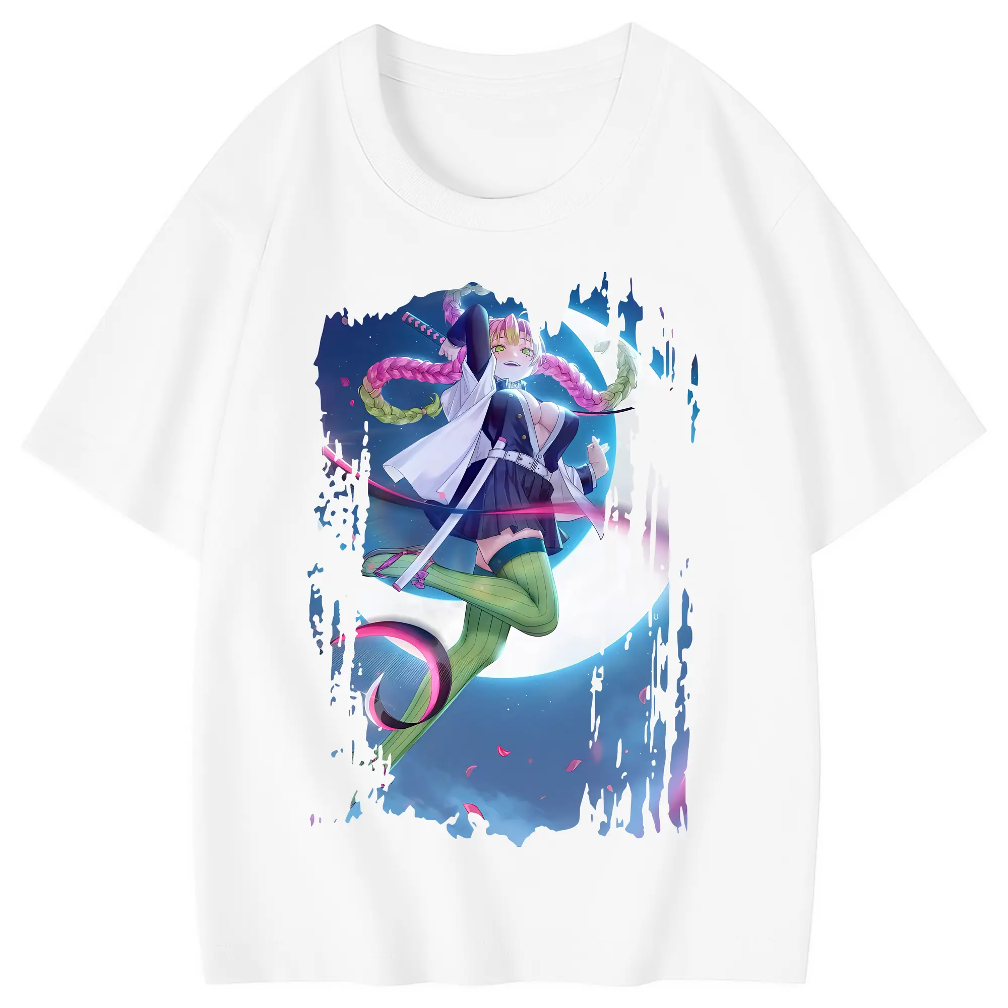 鬼滅の刃 グッズ,甘露寺 蜜璃 - 綿100％ キッズTシャツ ・ フロントプリント ・ 快適 通気性 ・ スポーツ カジュアル 散歩用