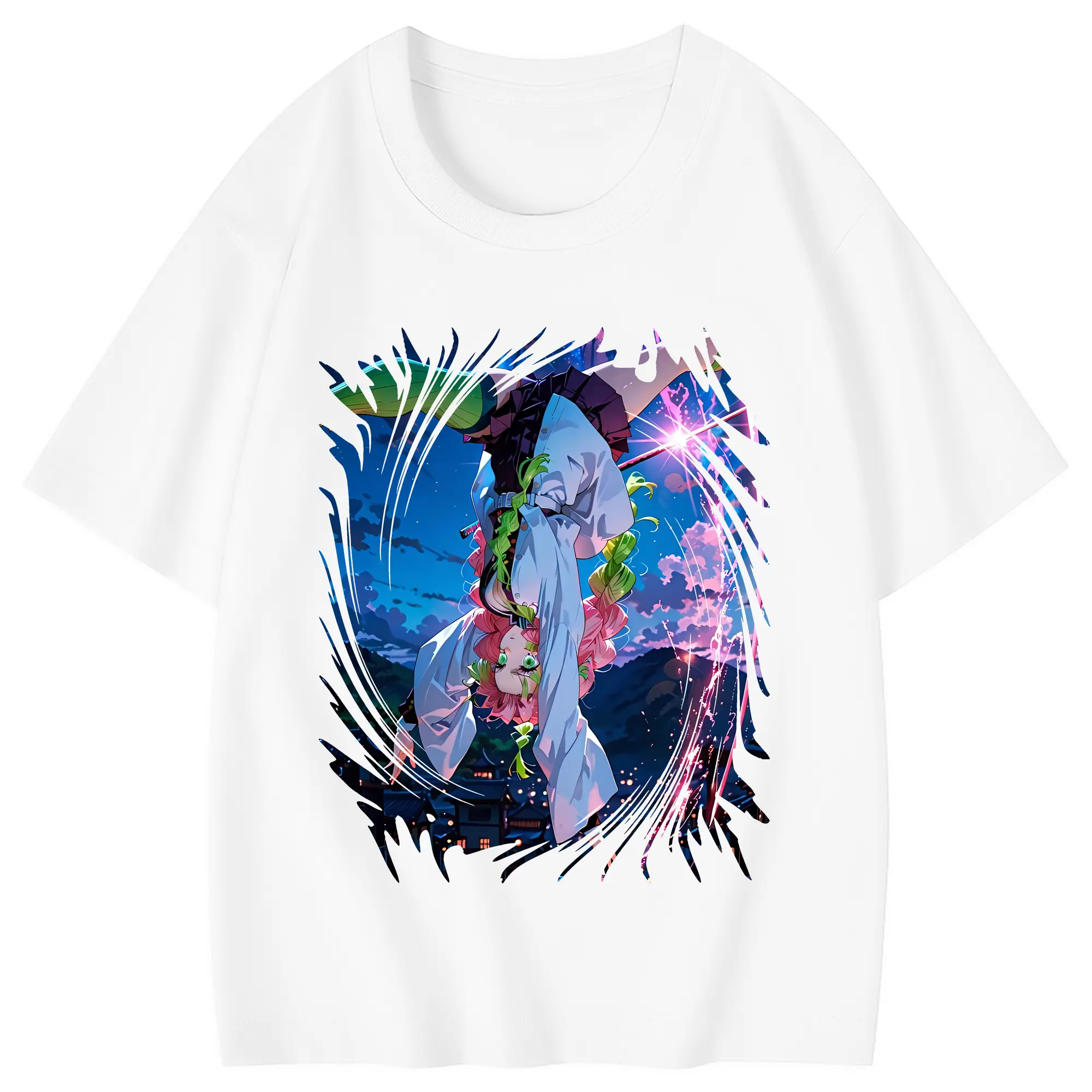 鬼滅の刃 グッズ,甘露寺 蜜璃 - 綿100％ キッズTシャツ ・ フロントプリント ・ 快適 通気性 ・ スポーツ カジュアル 散歩用