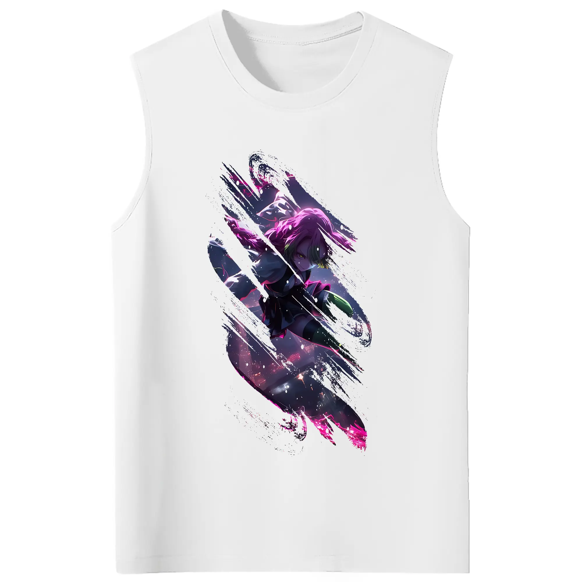 鬼滅の刃 グッズ,甘露寺 蜜璃 - コットン100％ タンクトップ ・ フロントプリント ・ タイトフィット ・ 快適 通気性 ・ スポーツ カジュアル 散歩用