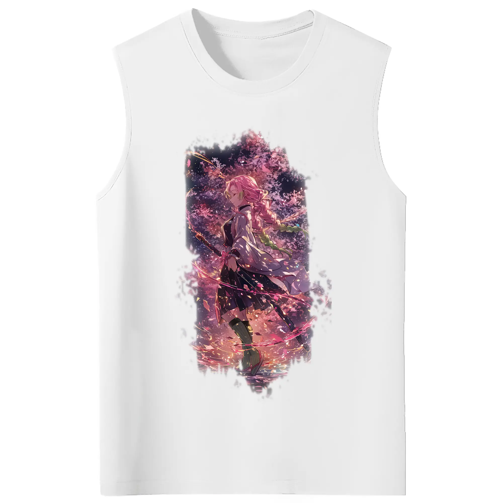 鬼滅の刃 グッズ,甘露寺 蜜璃 - コットン100％ タンクトップ ・ フロントプリント ・ タイトフィット ・ 快適 通気性 ・ スポーツ カジュアル 散歩用