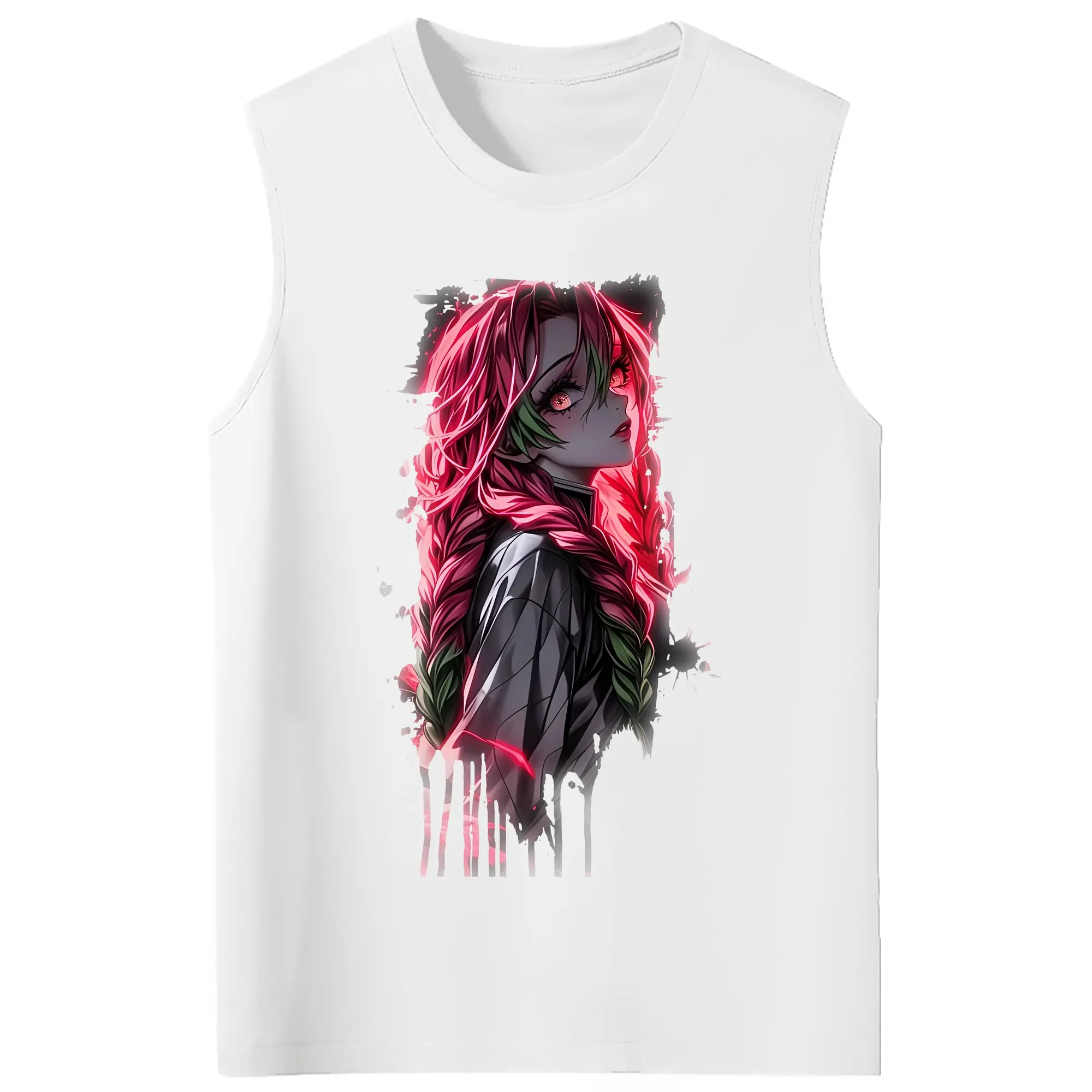 鬼滅の刃 グッズ,甘露寺 蜜璃 - コットン100％ タンクトップ ・ フロントプリント ・ タイトフィット ・ 快適 通気性 ・ スポーツ カジュアル 散歩用