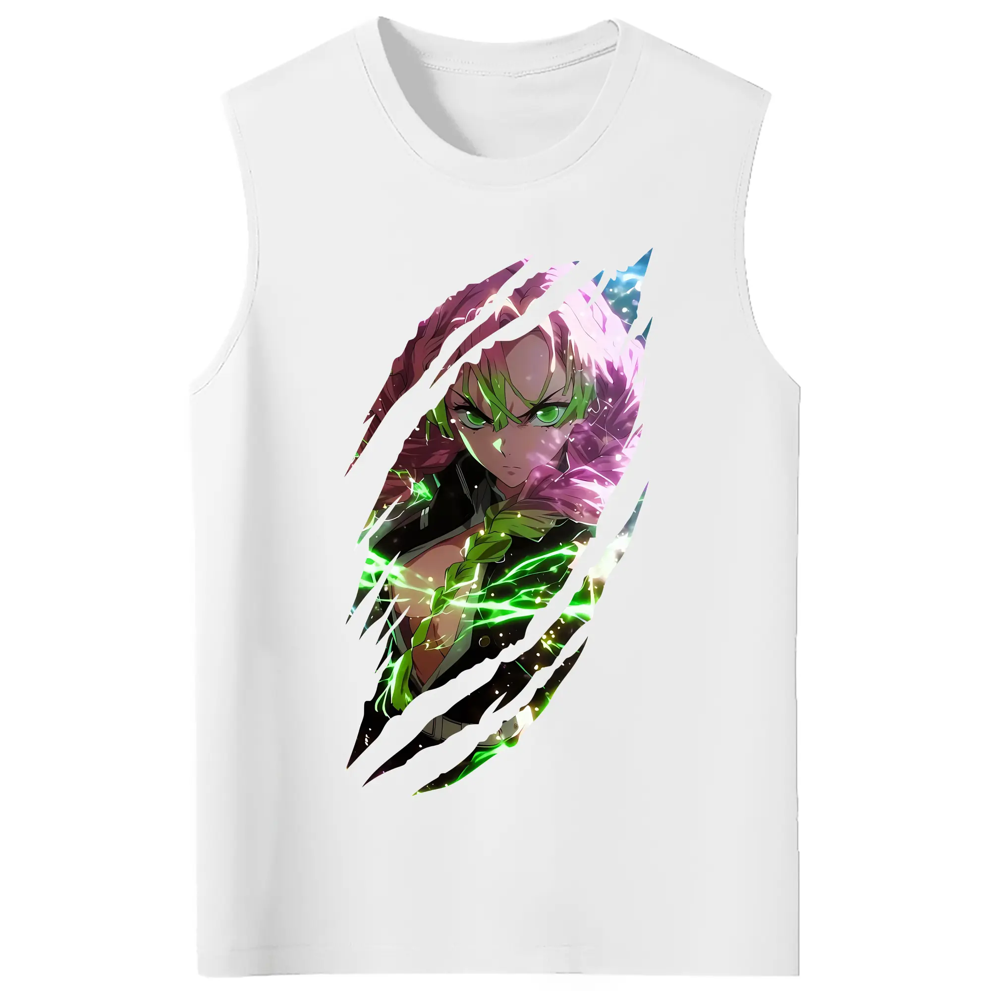 鬼滅の刃 グッズ,甘露寺 蜜璃 - コットン100％ タンクトップ ・ フロントプリント ・ タイトフィット ・ 快適 通気性 ・ スポーツ カジュアル 散歩用