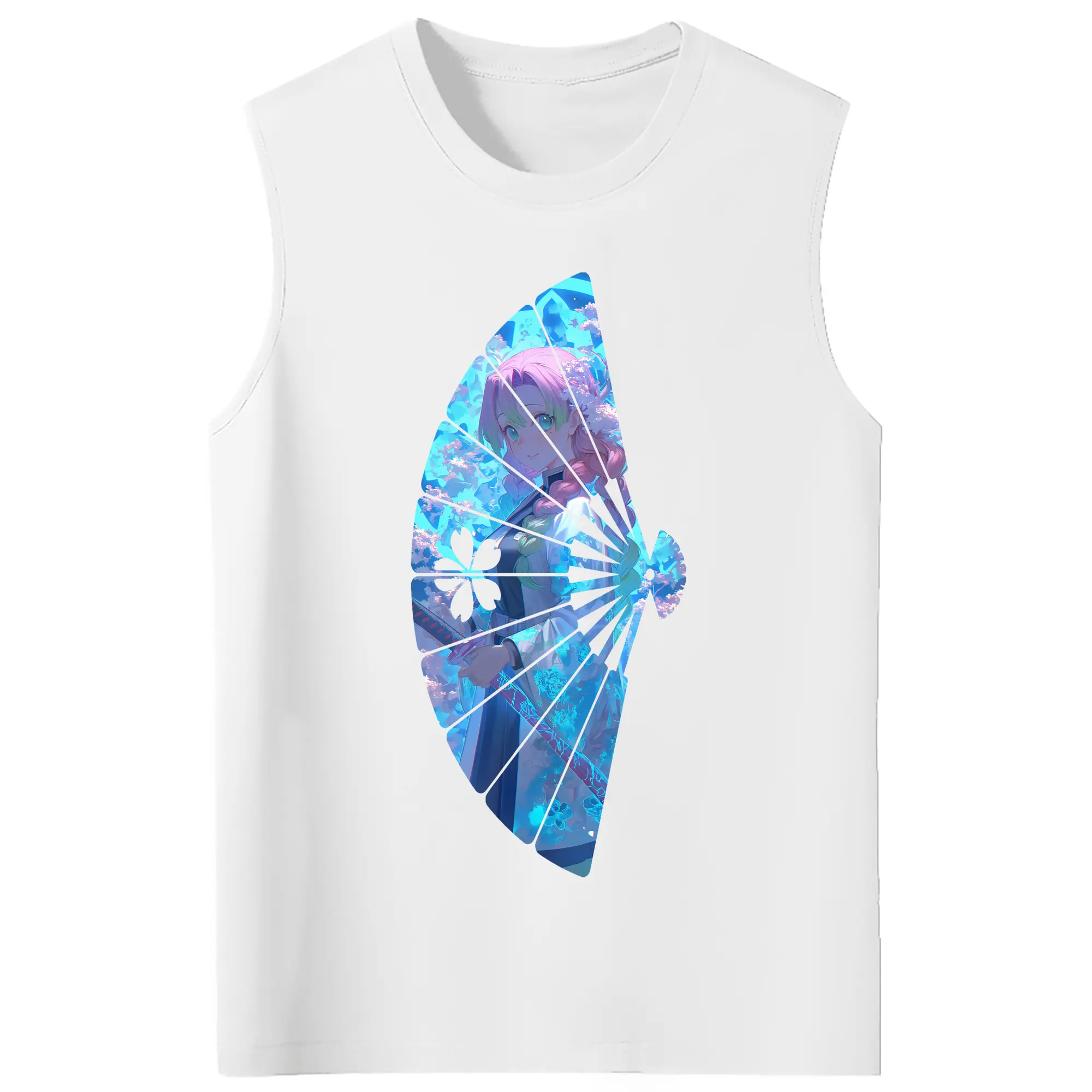 鬼滅の刃 グッズ,甘露寺 蜜璃 - コットン100％ タンクトップ ・ フロントプリント ・ タイトフィット ・ 快適 通気性 ・ スポーツ カジュアル 散歩用