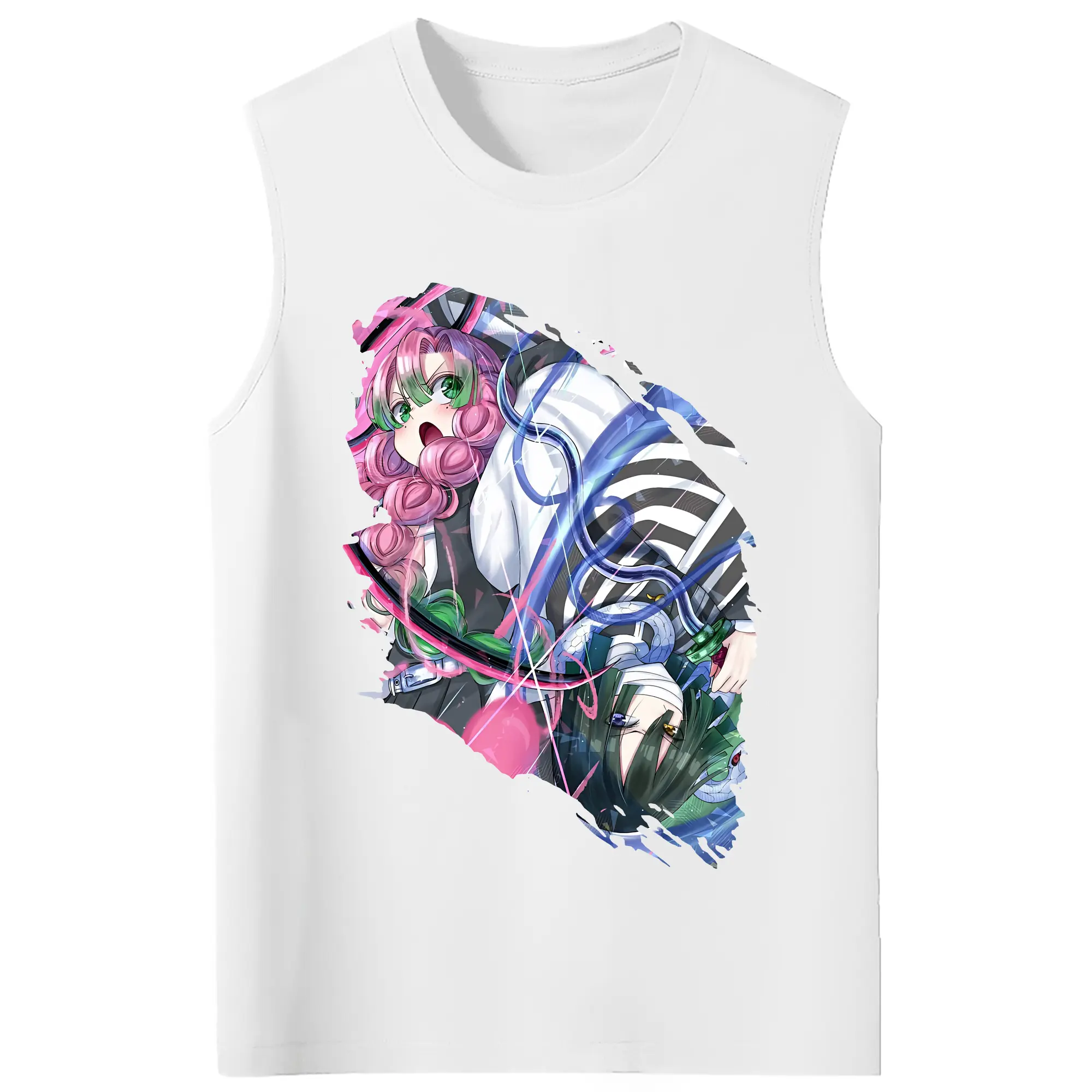 鬼滅の刃 グッズ,甘露寺 蜜璃 - コットン100％ タンクトップ ・ フロントプリント ・ タイトフィット ・ 快適 通気性 ・ スポーツ カジュアル 散歩用