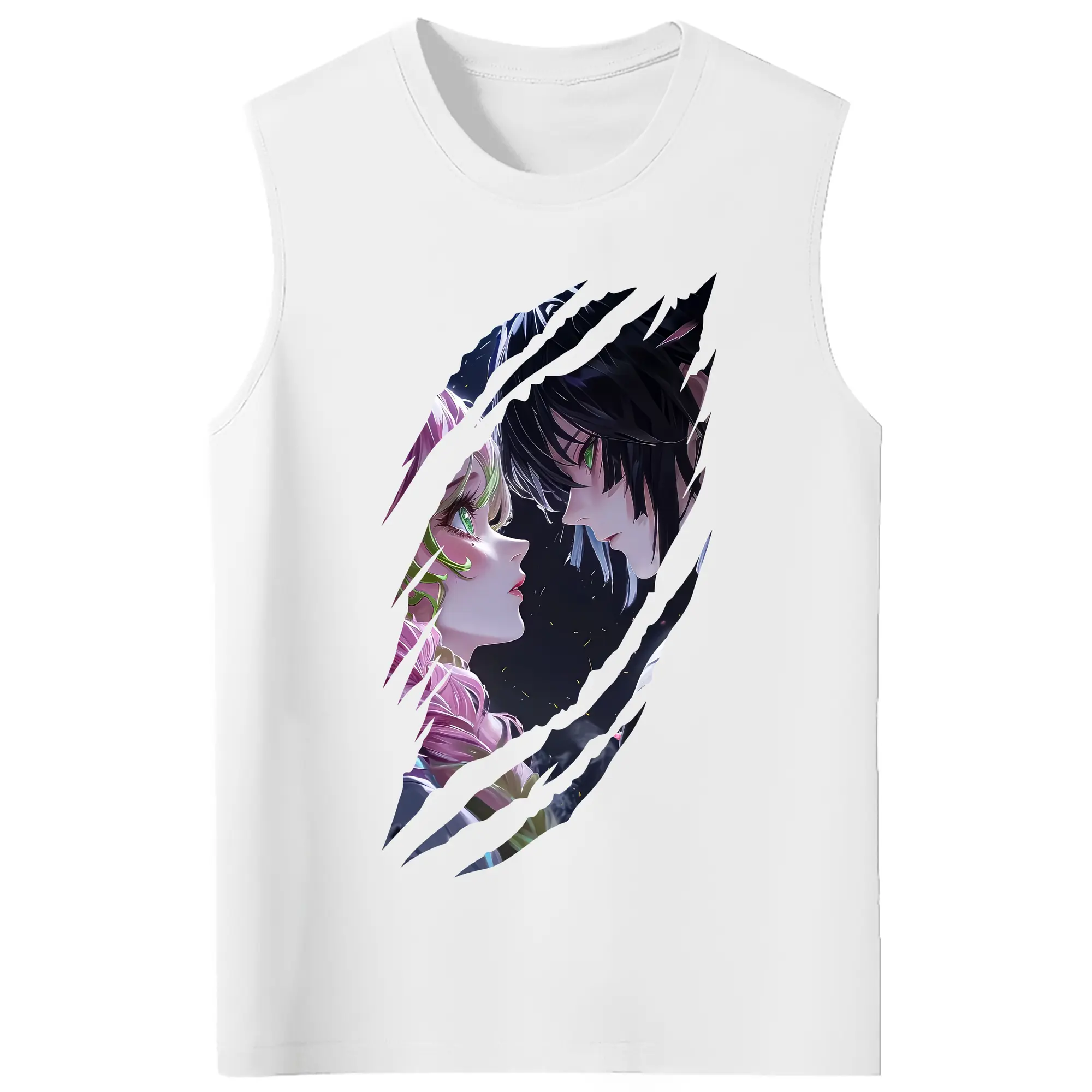 鬼滅の刃 グッズ,甘露寺 蜜璃 - コットン100％ タンクトップ ・ フロントプリント ・ タイトフィット ・ 快適 通気性 ・ スポーツ カジュアル 散歩用