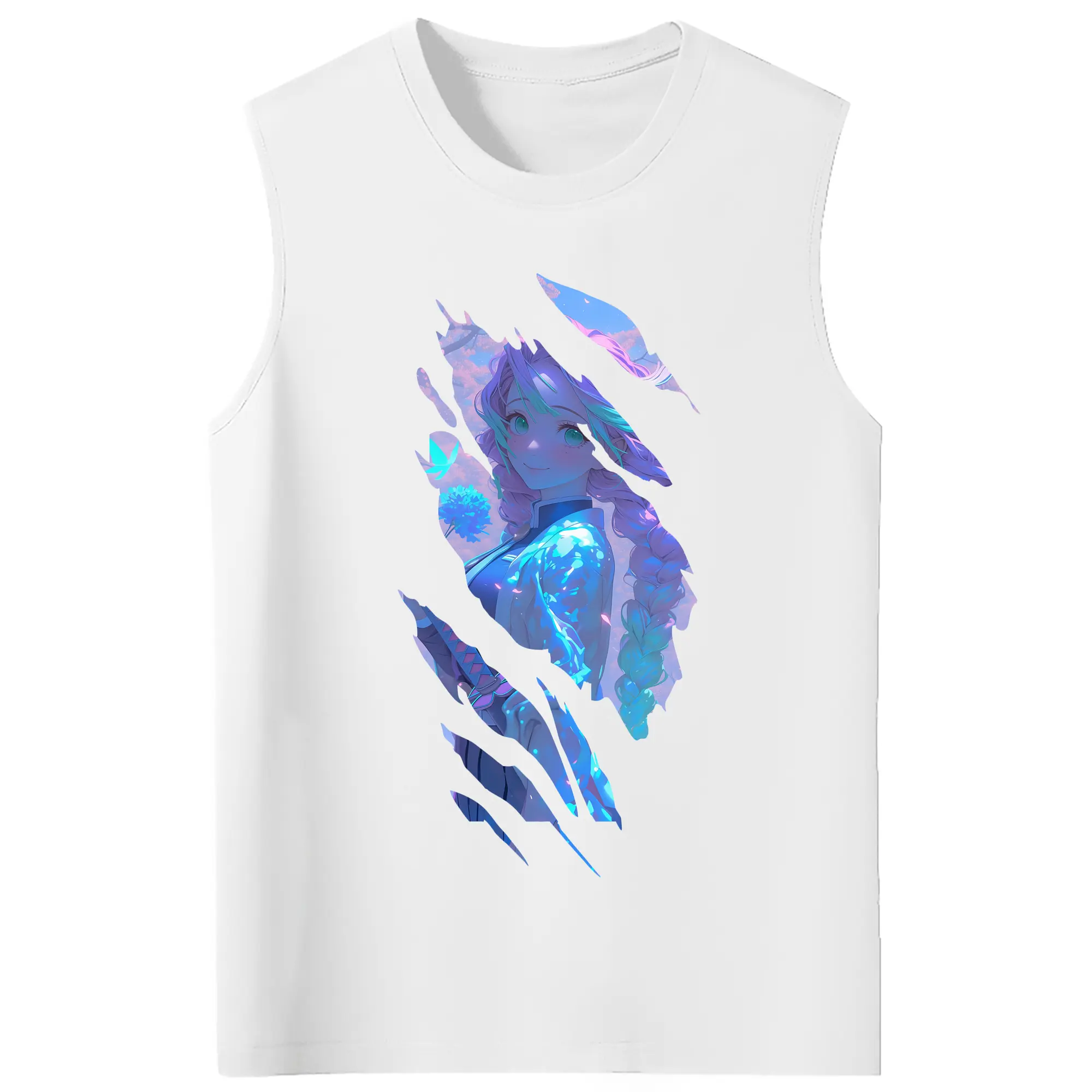 鬼滅の刃 グッズ,甘露寺 蜜璃 - コットン100％ タンクトップ ・ フロントプリント ・ タイトフィット ・ 快適 通気性 ・ スポーツ カジュアル 散歩用