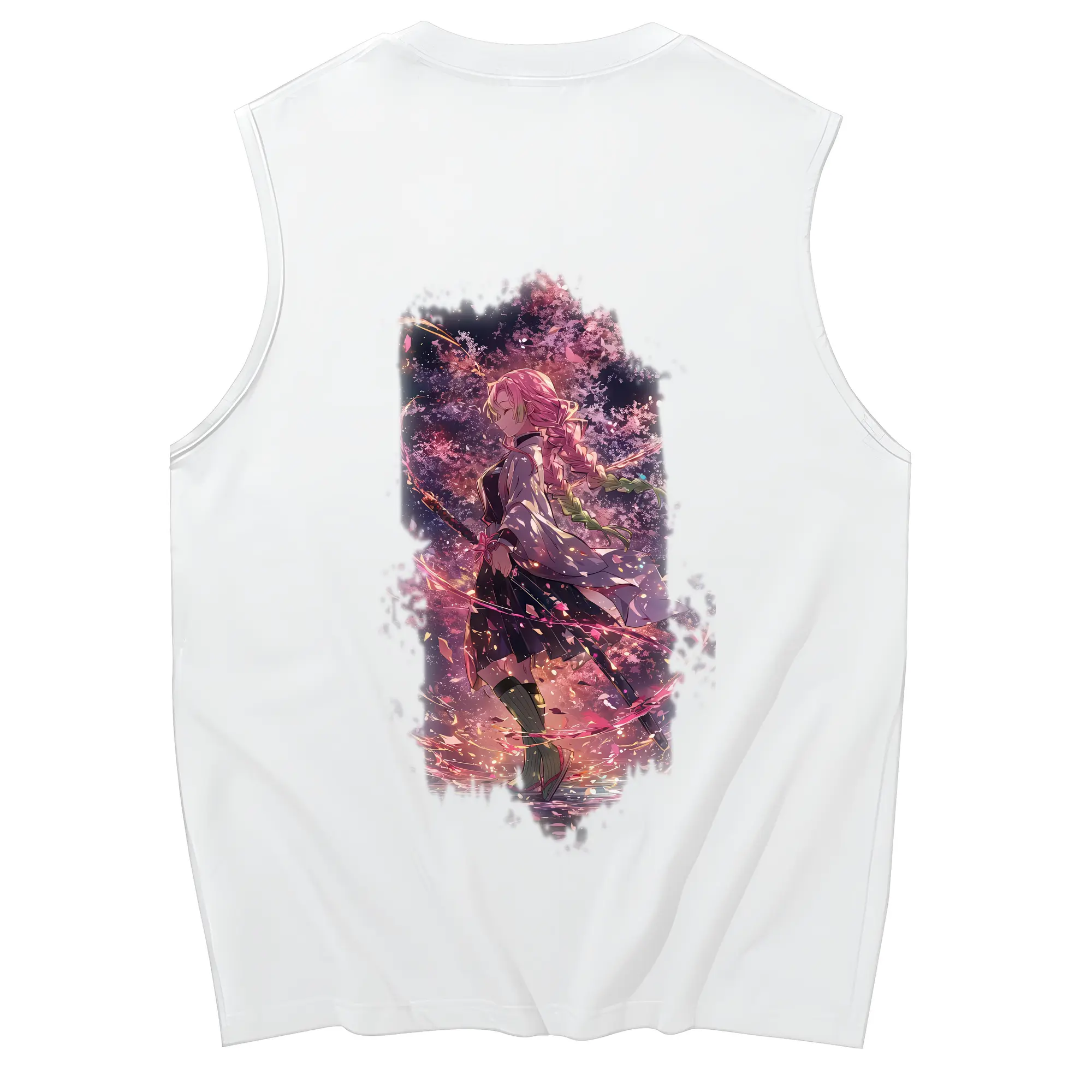 鬼滅の刃 グッズ,甘露寺 蜜璃 - コットン100％ タンクトップ ・ 背面プリント ・ タイトシルエット ・ 快適 通気性 ・ スポーツ カジュアル 散歩用