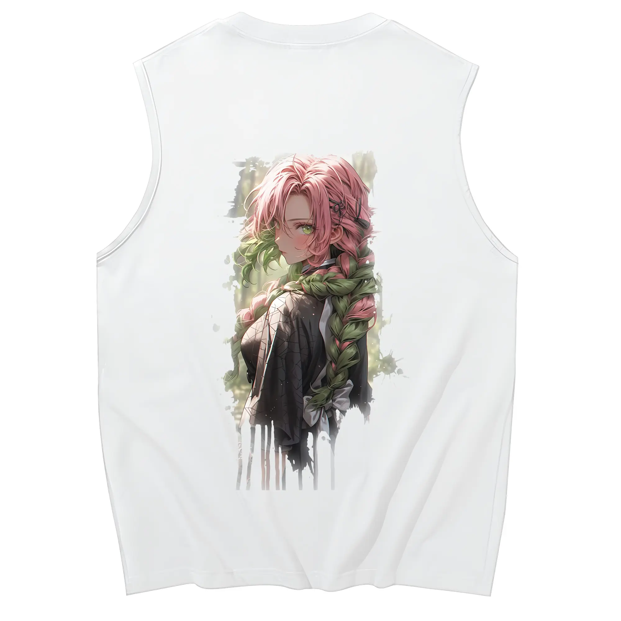 鬼滅の刃 グッズ,甘露寺 蜜璃 - コットン100％ タンクトップ ・ 背面プリント ・ タイトシルエット ・ 快適 通気性 ・ スポーツ カジュアル 散歩用