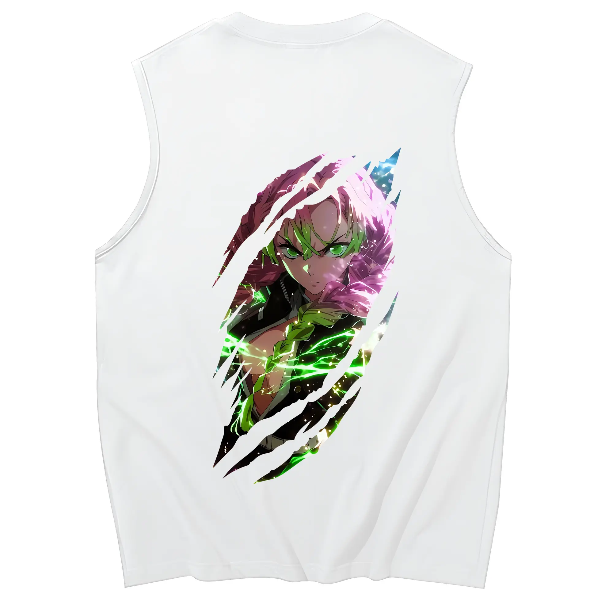 鬼滅の刃 グッズ,甘露寺 蜜璃 - コットン100％ タンクトップ ・ 背面プリント ・ タイトシルエット ・ 快適 通気性 ・ スポーツ カジュアル 散歩用