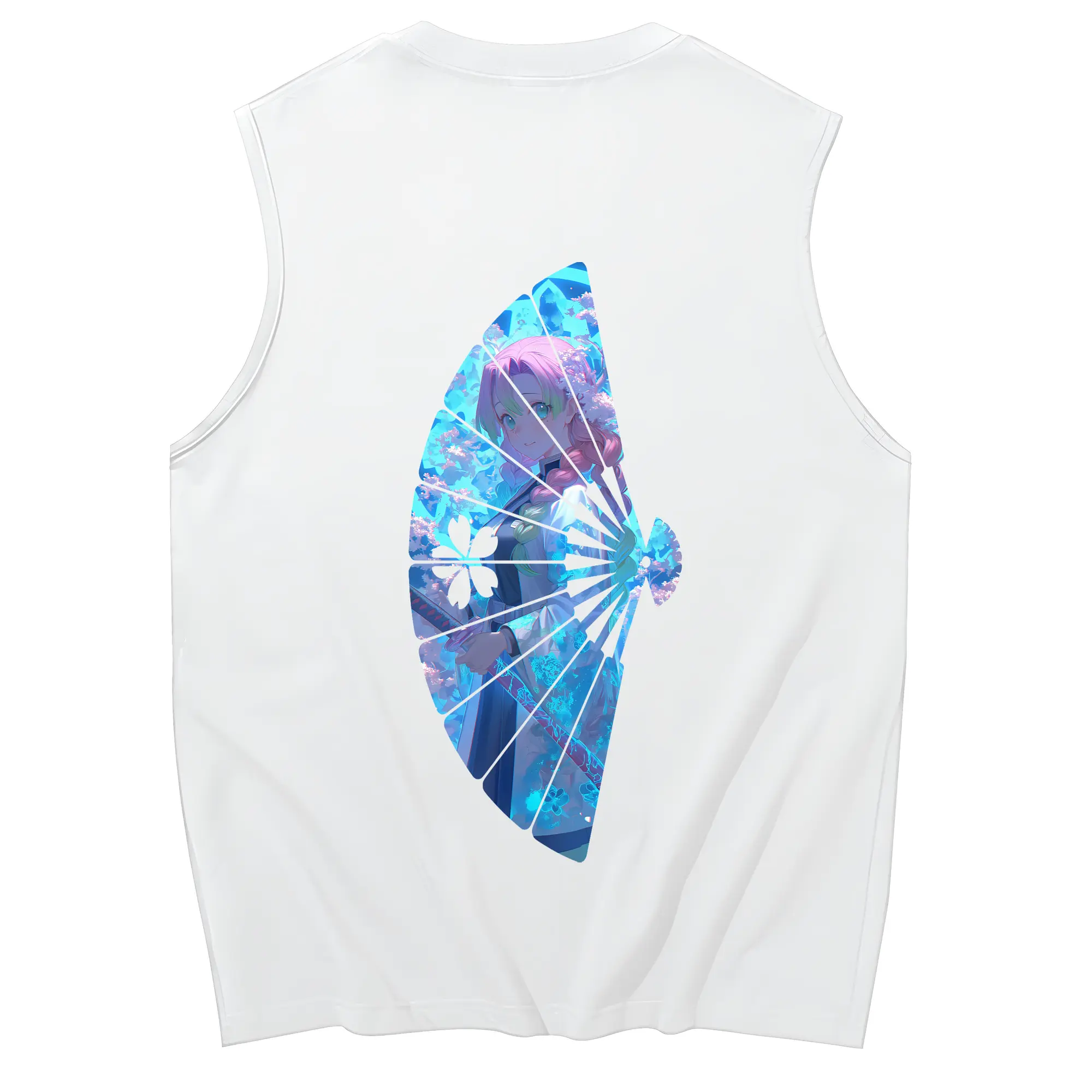 鬼滅の刃 グッズ,甘露寺 蜜璃 - コットン100％ タンクトップ ・ 背面プリント ・ タイトシルエット ・ 快適 通気性 ・ スポーツ カジュアル 散歩用