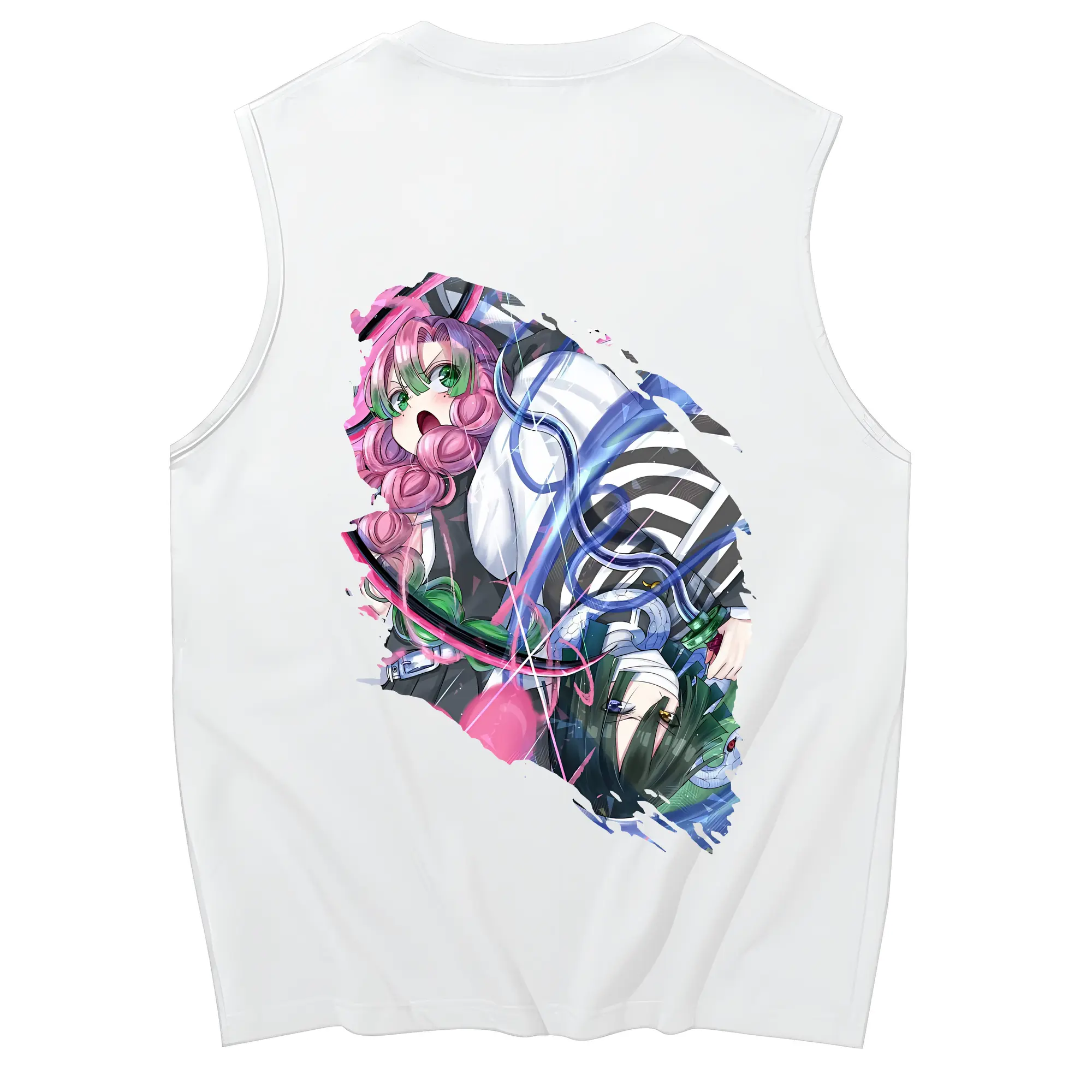 鬼滅の刃 グッズ,甘露寺 蜜璃 - コットン100％ タンクトップ ・ 背面プリント ・ タイトシルエット ・ 快適 通気性 ・ スポーツ カジュアル 散歩用