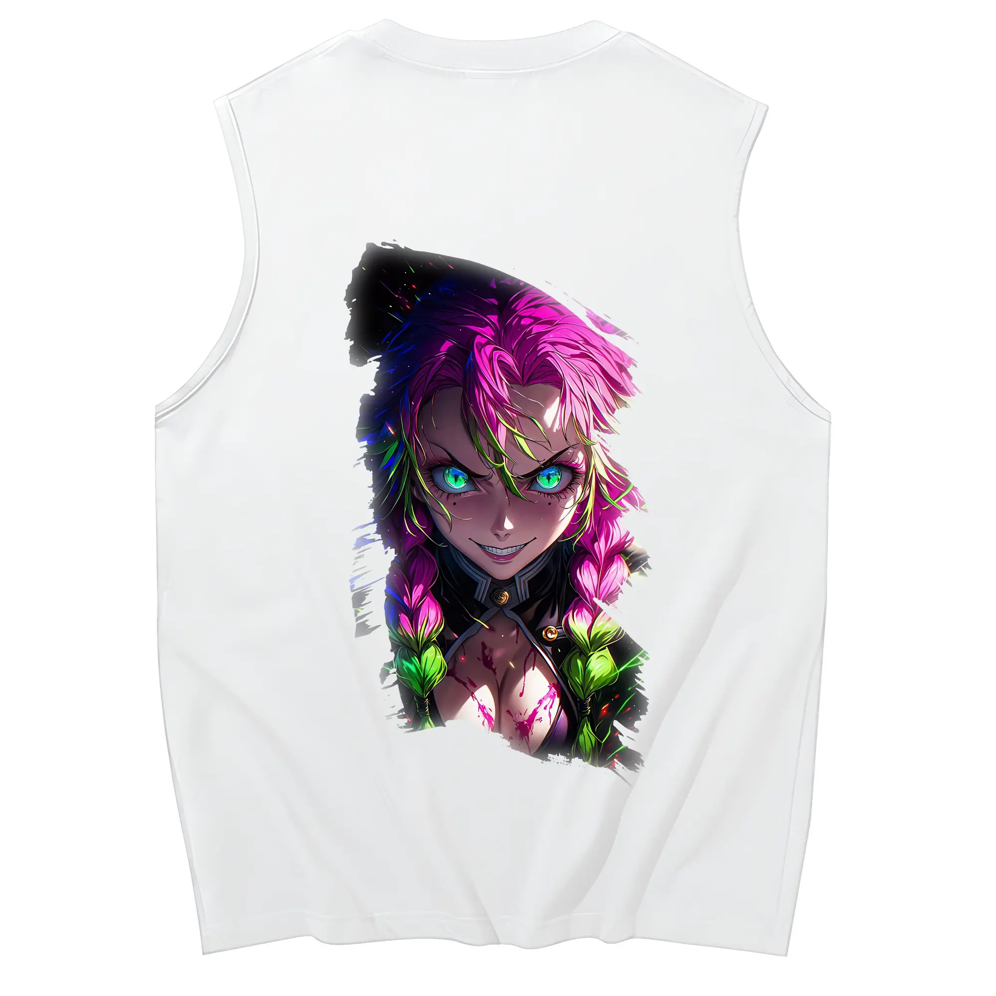 鬼滅の刃 グッズ,甘露寺 蜜璃 - コットン100％ タンクトップ ・ 背面プリント ・ タイトシルエット ・ 快適 通気性 ・ スポーツ カジュアル 散歩用