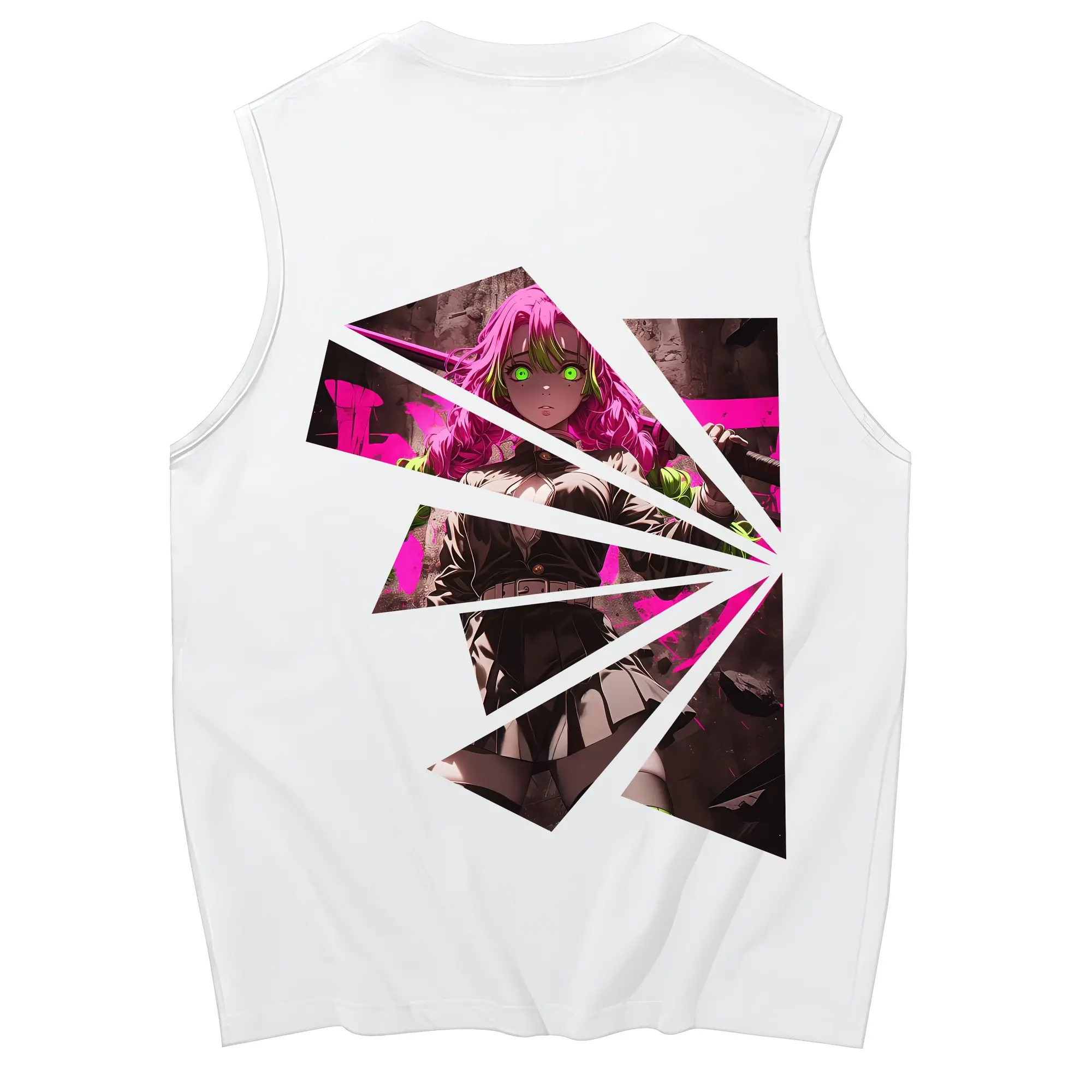 鬼滅の刃 グッズ,甘露寺 蜜璃 - コットン100％ タンクトップ ・ 背面プリント ・ タイトシルエット ・ 快適 通気性 ・ スポーツ カジュアル 散歩用