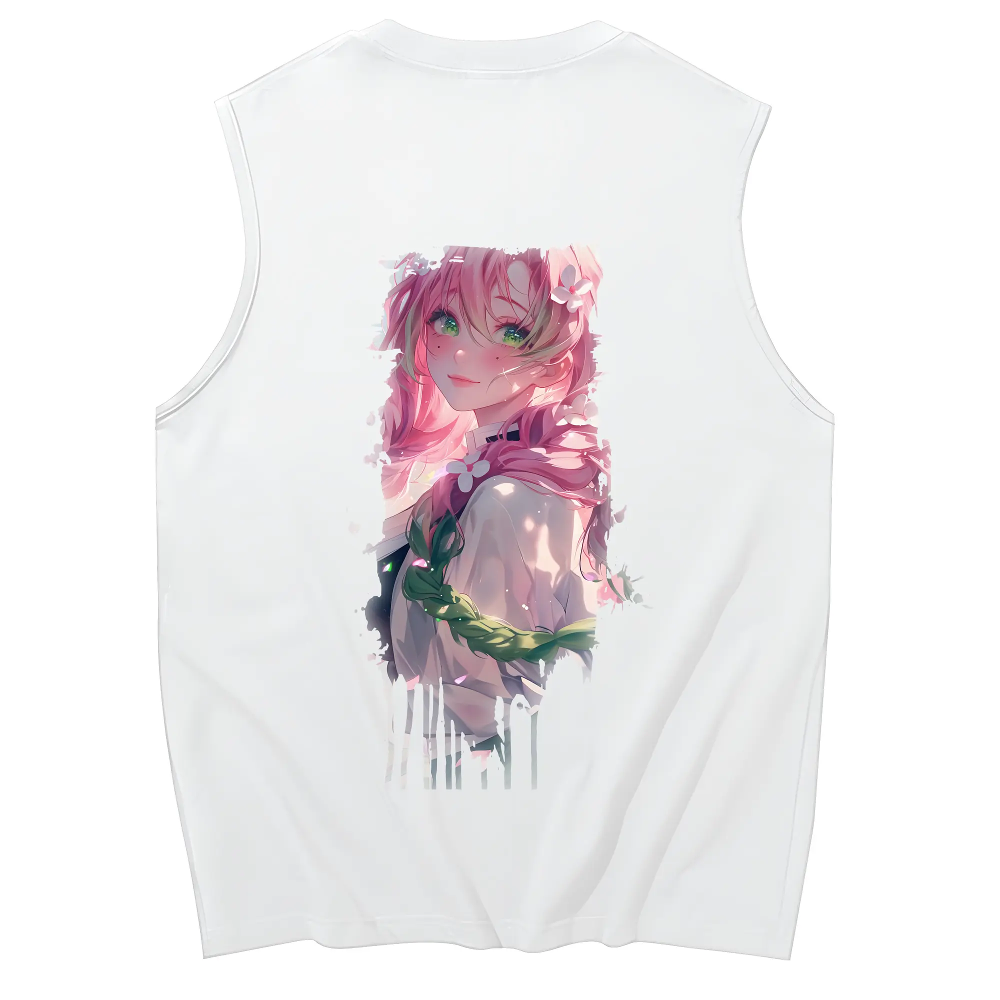鬼滅の刃 グッズ,甘露寺 蜜璃 - コットン100％ タンクトップ ・ 背面プリント ・ タイトシルエット ・ 快適 通気性 ・ スポーツ カジュアル 散歩用