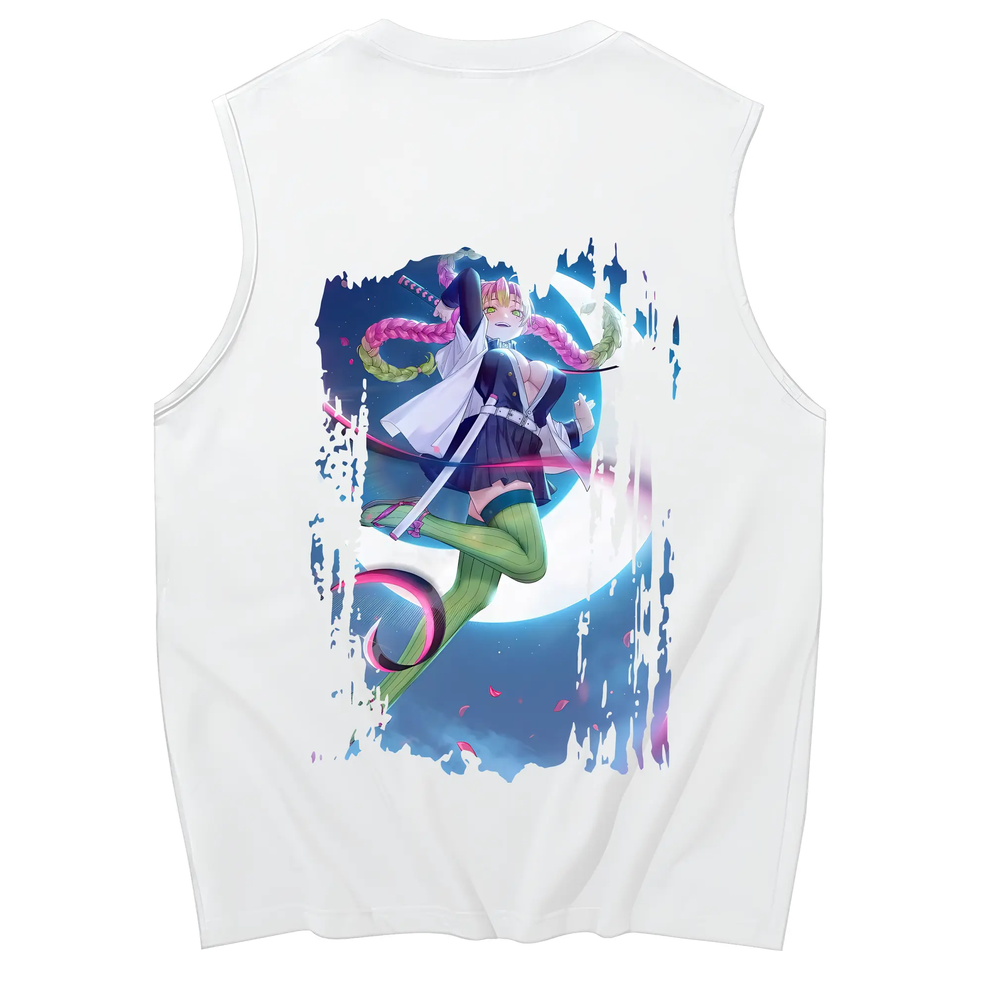鬼滅の刃 グッズ,甘露寺 蜜璃 - コットン100％ タンクトップ ・ 背面プリント ・ タイトシルエット ・ 快適 通気性 ・ スポーツ カジュアル 散歩用
