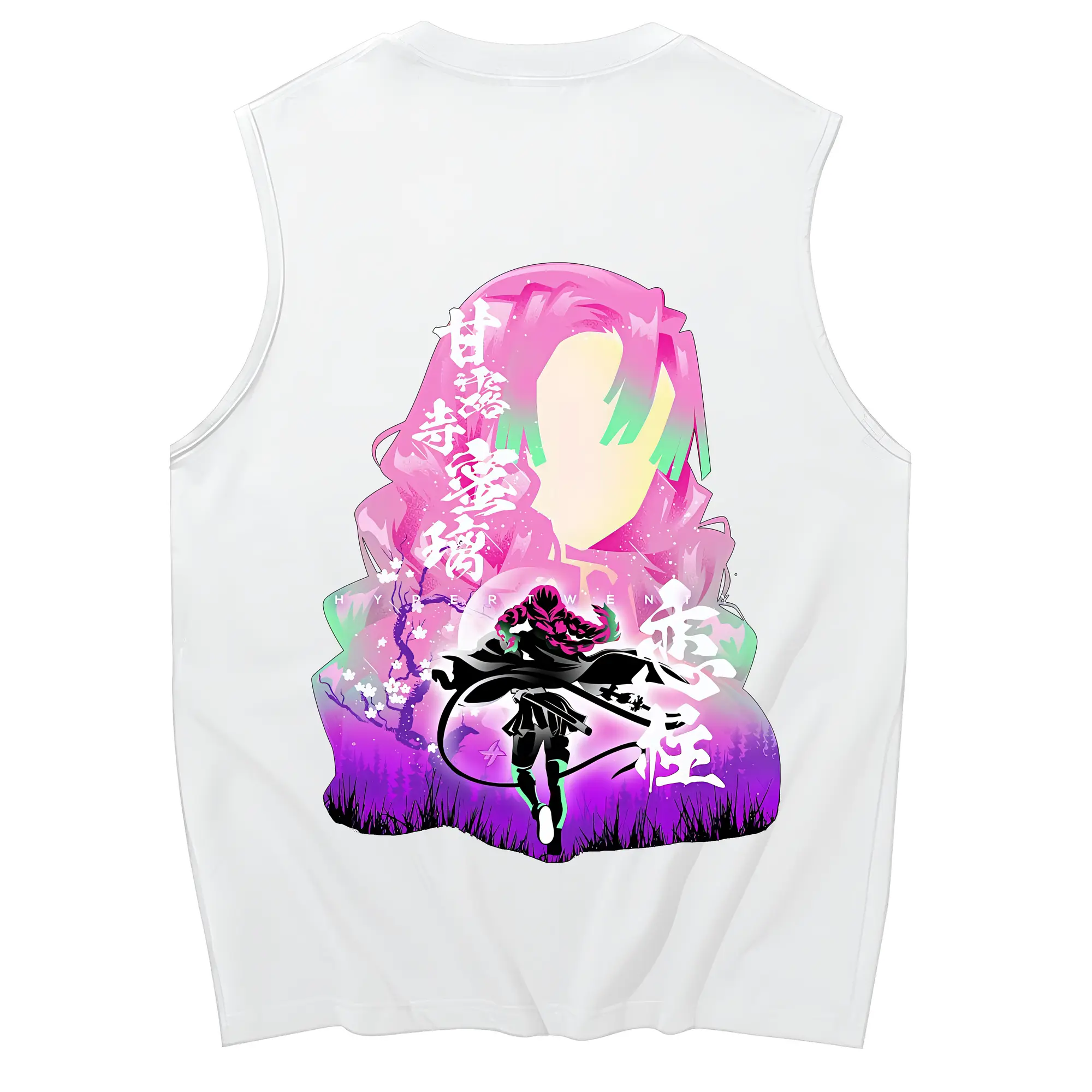 鬼滅の刃 グッズ,甘露寺 蜜璃 - コットン100％ タンクトップ ・ 背面プリント ・ タイトシルエット ・ 快適 通気性 ・ スポーツ カジュアル 散歩用