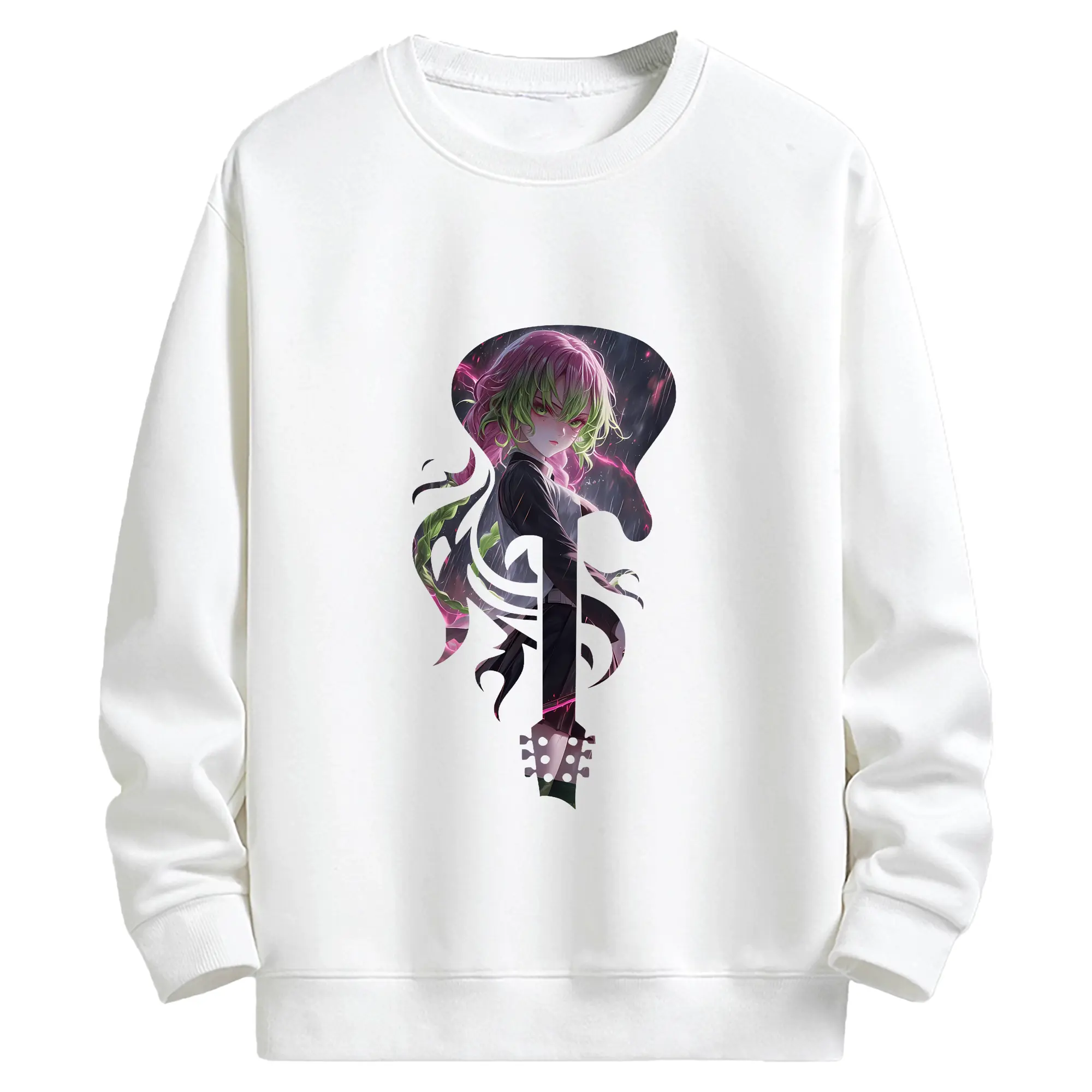 鬼滅の刃 グッズ,甘露寺 蜜璃 - 高品質 クルーネック スウェット ・ コットン59％ ポリエステル41％ ・ ユニセックス 長袖 トレーナー ・ カジュアル デイリー スポーツ 散歩用