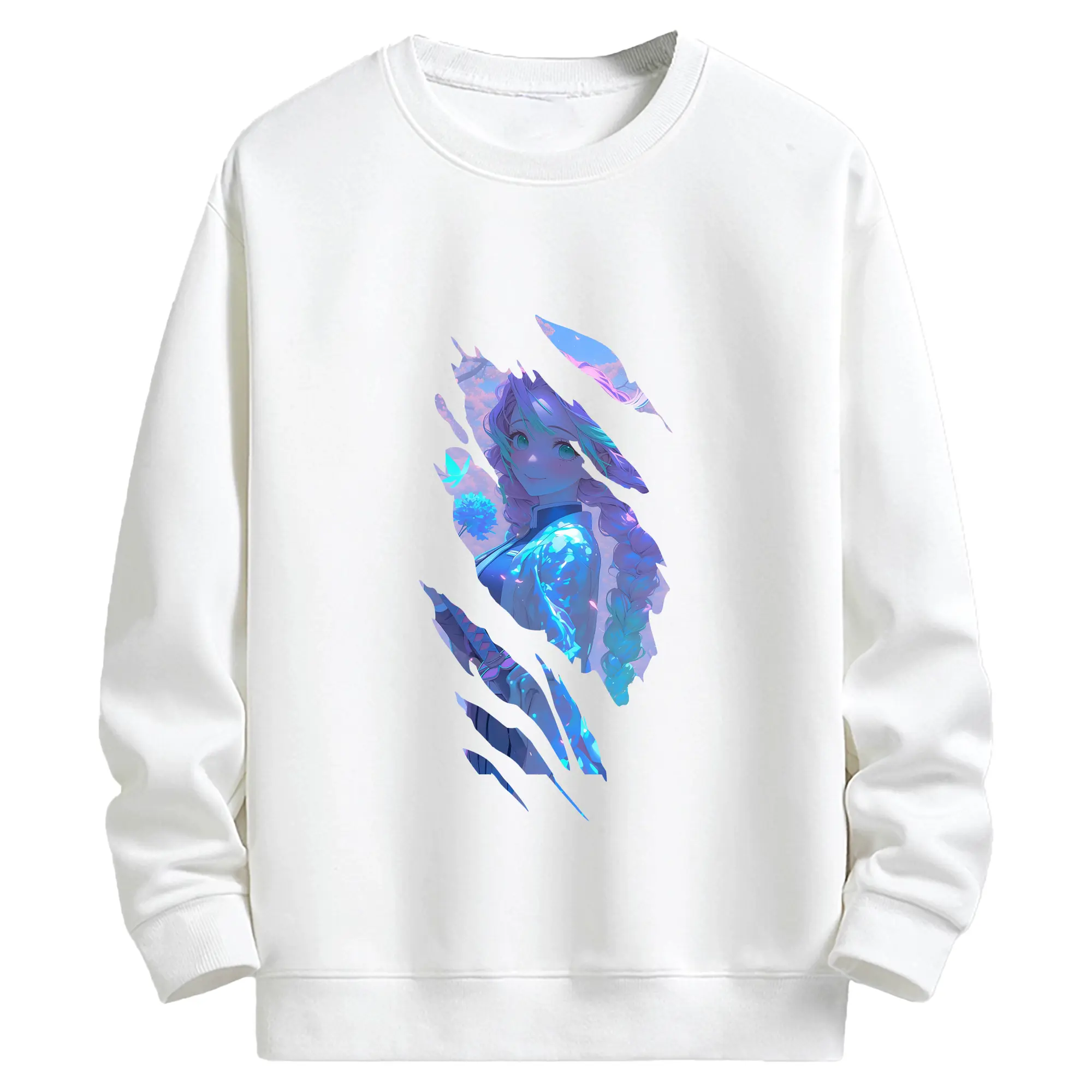 鬼滅の刃 グッズ,甘露寺 蜜璃 - 高品質 クルーネック スウェット ・ コットン59％ ポリエステル41％ ・ ユニセックス 長袖 トレーナー ・ カジュアル デイリー スポーツ 散歩用