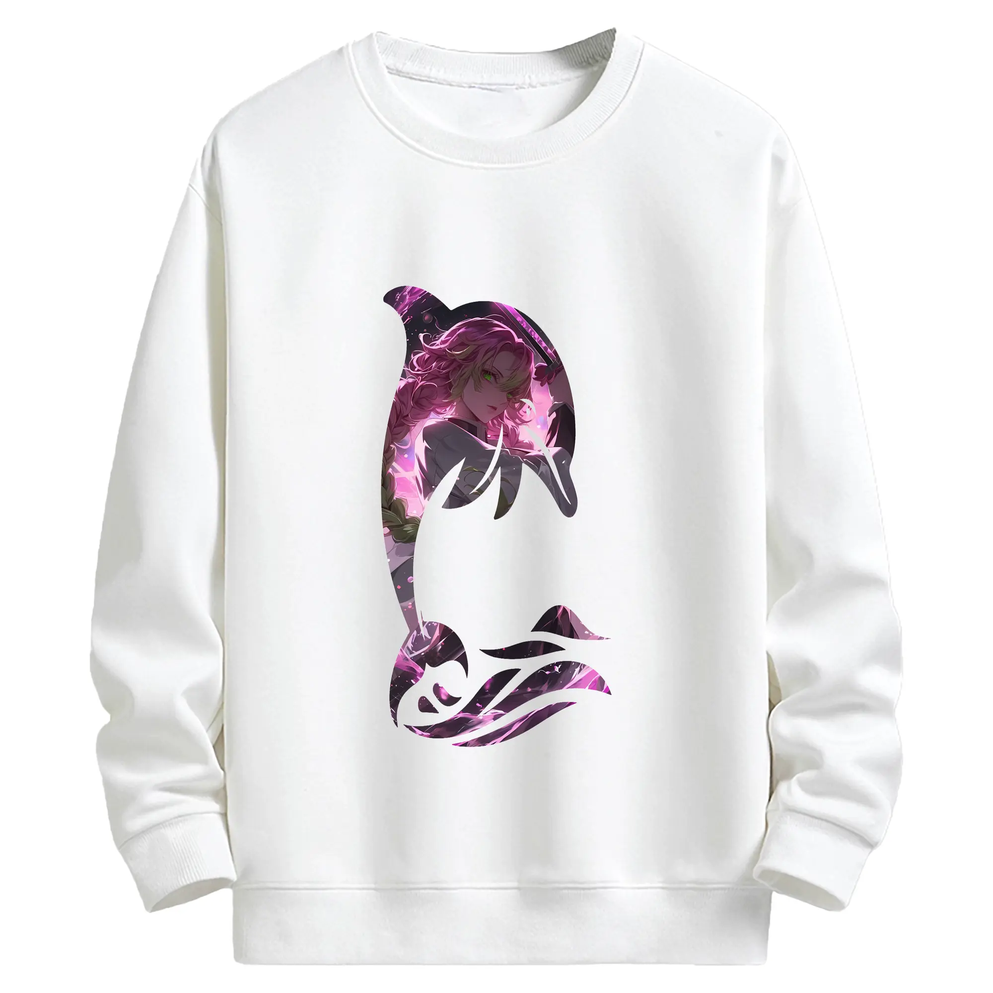 鬼滅の刃 グッズ,甘露寺 蜜璃 - 高品質 クルーネック スウェット ・ コットン59％ ポリエステル41％ ・ ユニセックス 長袖 トレーナー ・ カジュアル デイリー スポーツ 散歩用