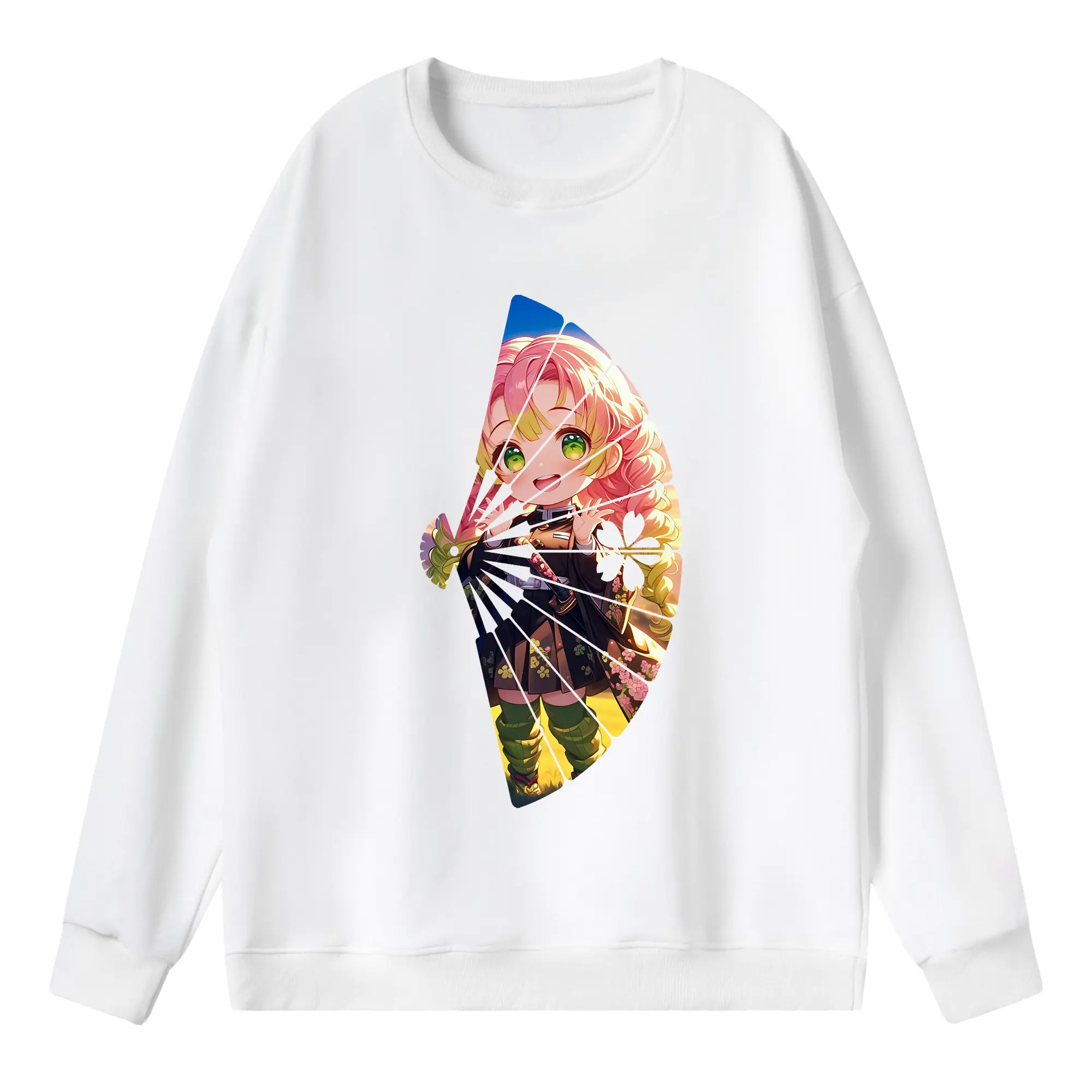 鬼滅の刃 グッズ,甘露寺 蜜璃 - 薄手 クルーネック スウェット 裏毛260g · ポリエステル 春秋向け カジュアル 男女兼用 · トレーナー デイリー スポーツ 散歩に最適