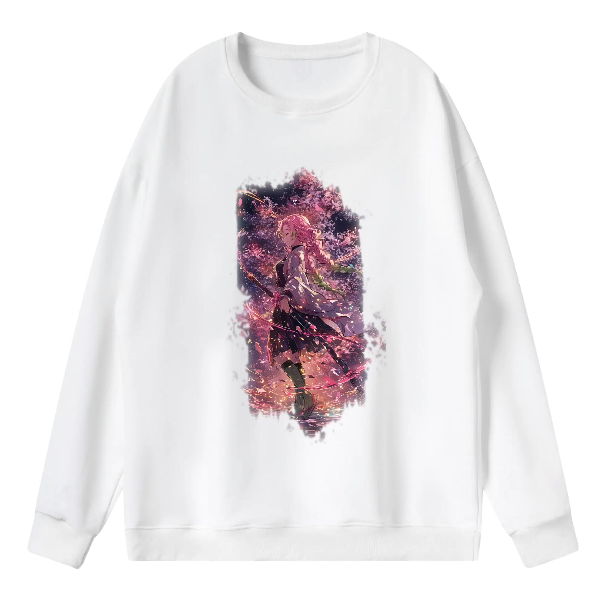鬼滅の刃 グッズ,甘露寺 蜜璃 - 薄手 クルーネック スウェット 裏毛260g · ポリエステル 春秋向け カジュアル 男女兼用 · トレーナー デイリー スポーツ 散歩に最適