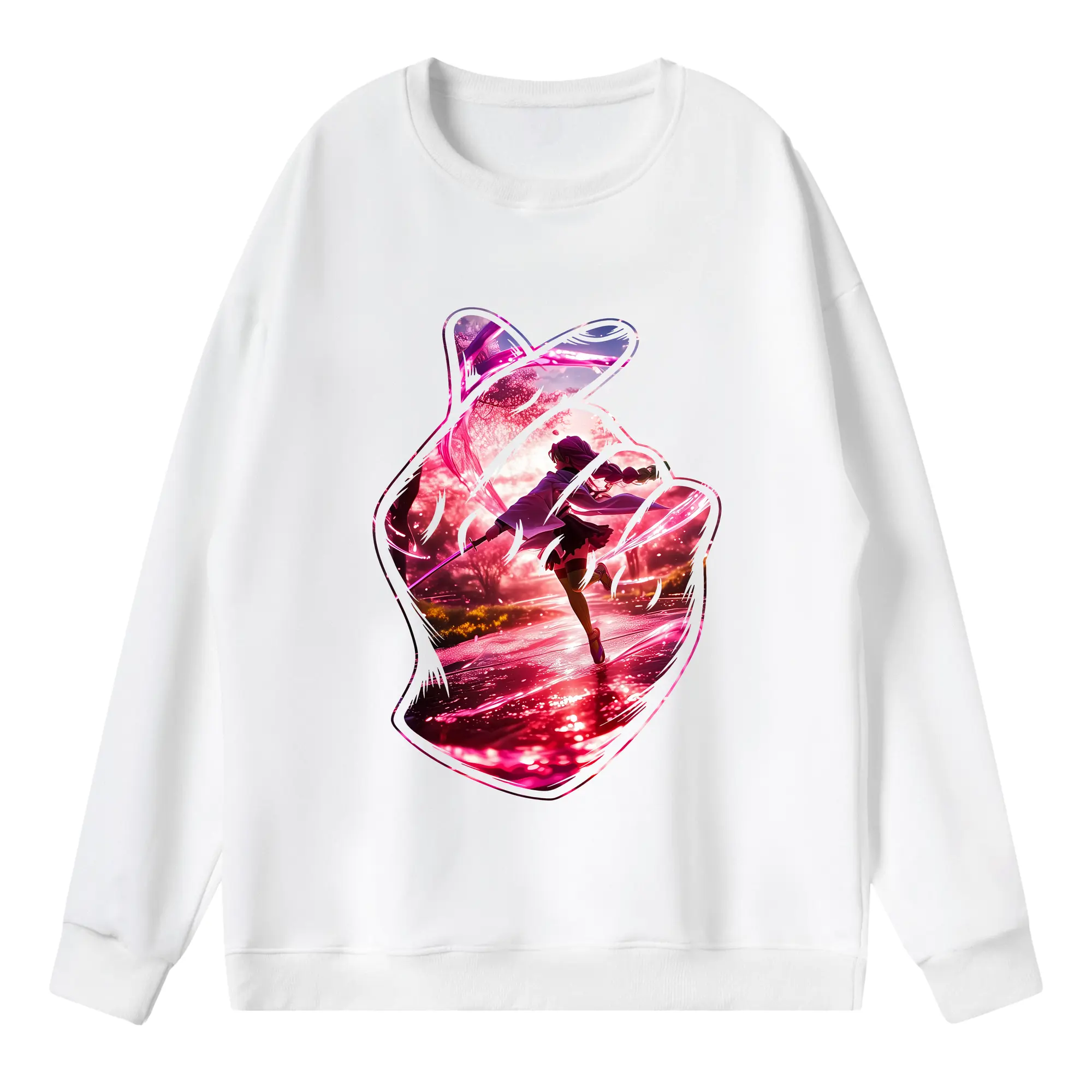 鬼滅の刃 グッズ,甘露寺 蜜璃 - 薄手 クルーネック スウェット 裏毛260g · ポリエステル 春秋向け カジュアル 男女兼用 · トレーナー デイリー スポーツ 散歩に最適