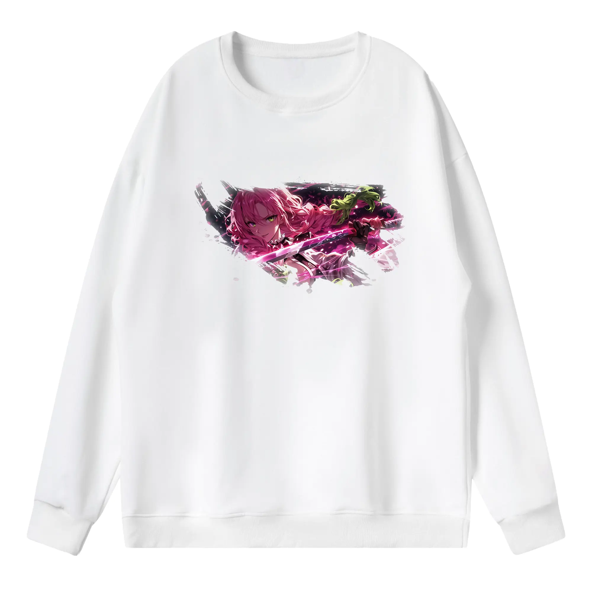 鬼滅の刃 グッズ,甘露寺 蜜璃 - 薄手 クルーネック スウェット 裏毛260g · ポリエステル 春秋向け カジュアル 男女兼用 · トレーナー デイリー スポーツ 散歩に最適