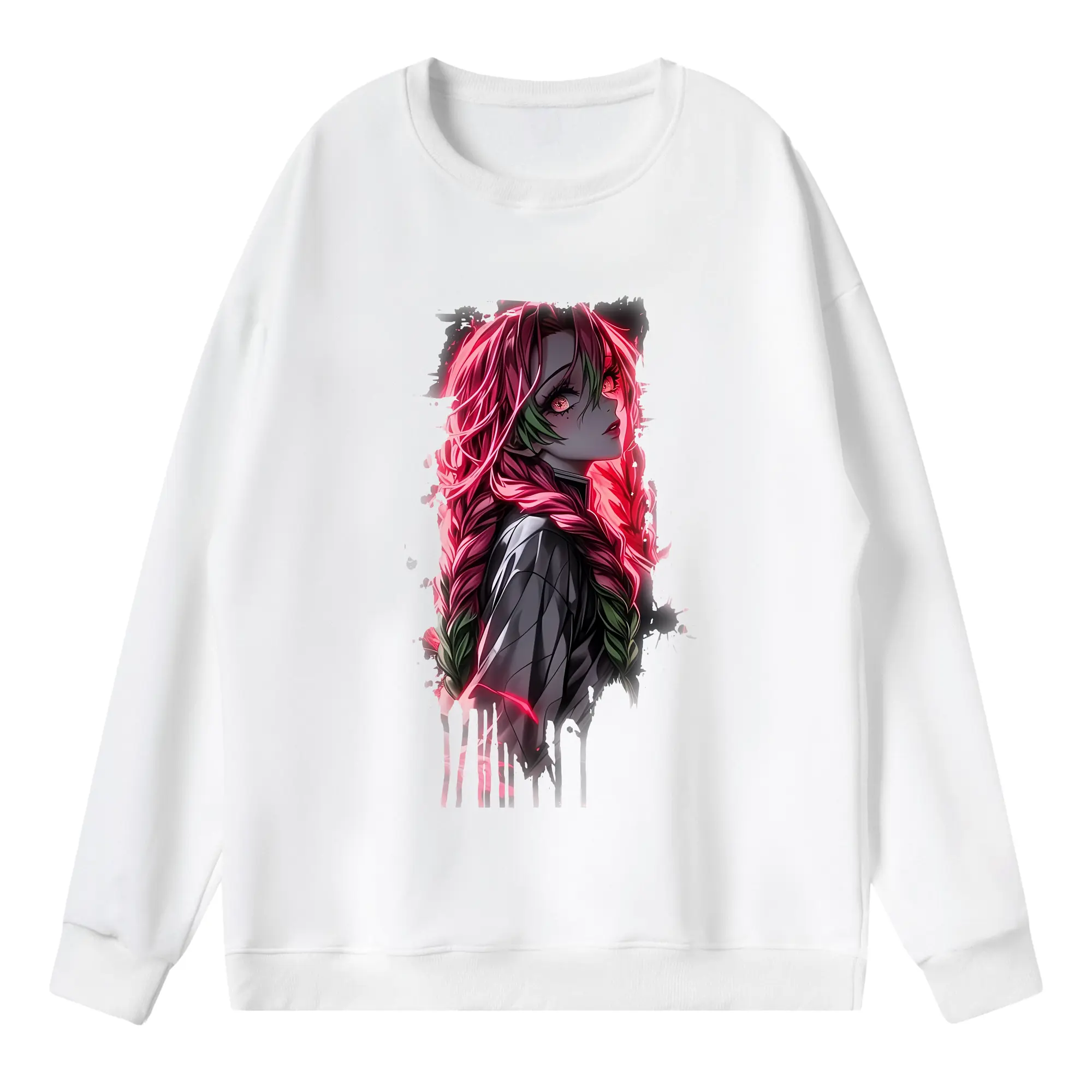 鬼滅の刃 グッズ,甘露寺 蜜璃 - 薄手 クルーネック スウェット 裏毛260g · ポリエステル 春秋向け カジュアル 男女兼用 · トレーナー デイリー スポーツ 散歩に最適