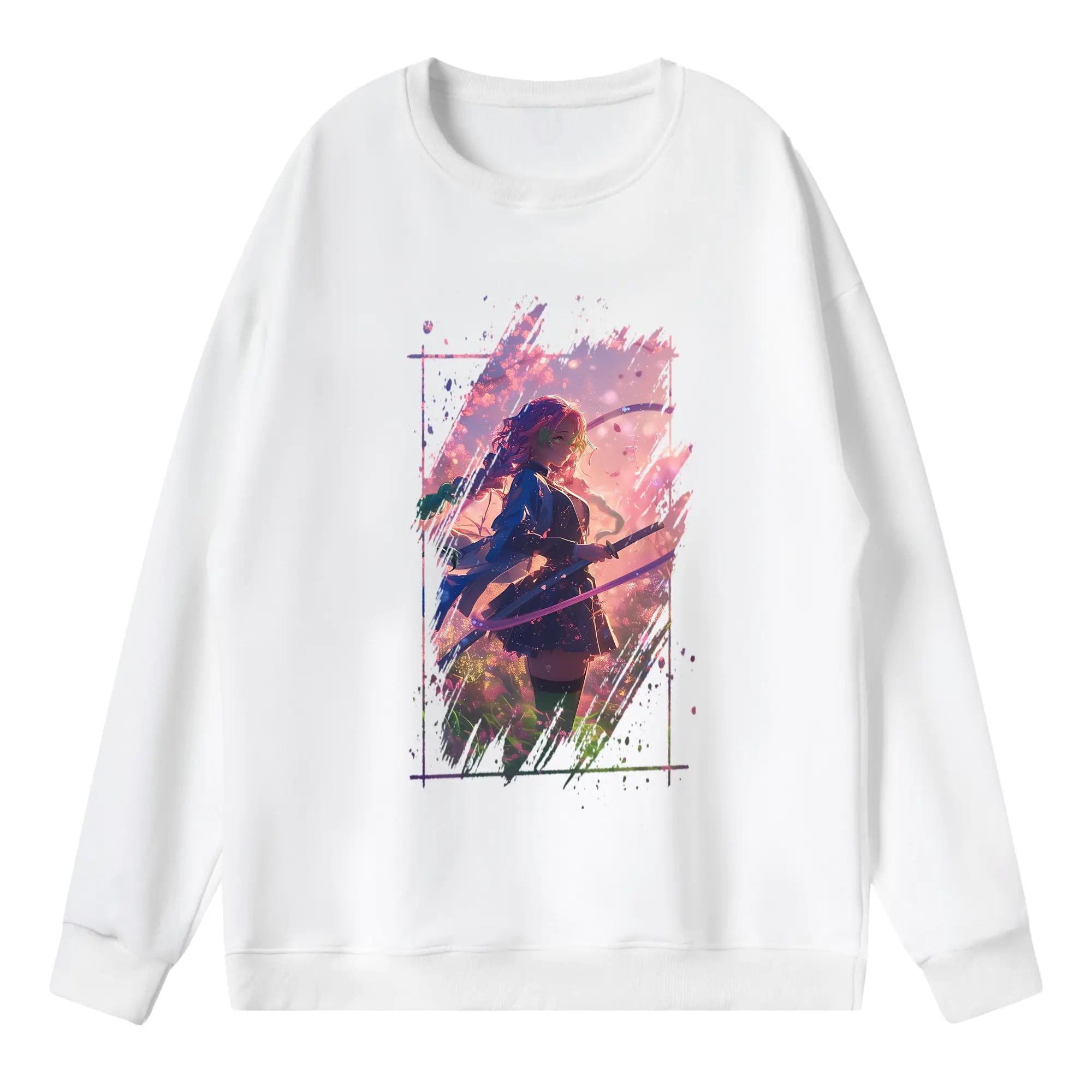 鬼滅の刃 グッズ,甘露寺 蜜璃 - 薄手 クルーネック スウェット 裏毛260g · ポリエステル 春秋向け カジュアル 男女兼用 · トレーナー デイリー スポーツ 散歩に最適