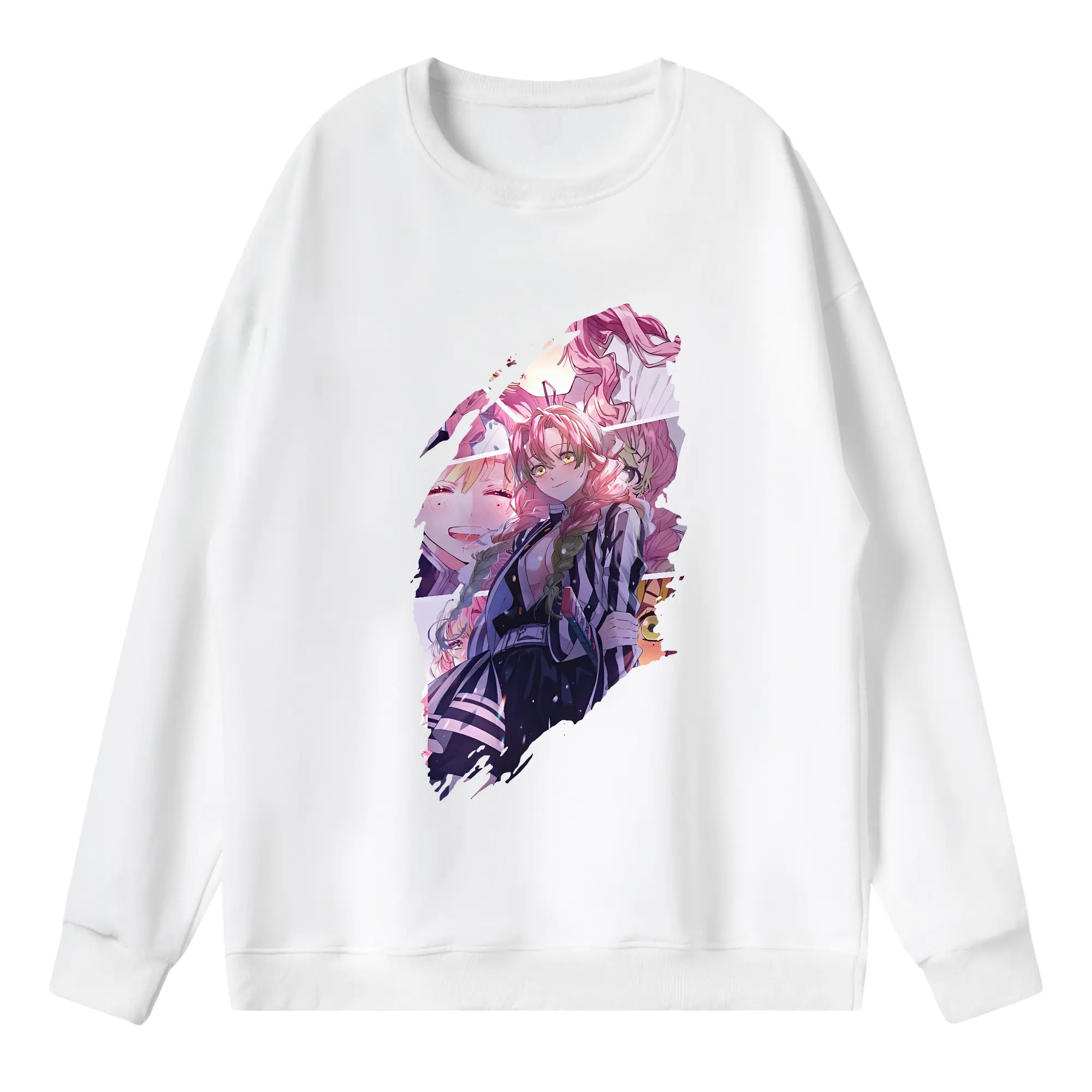 鬼滅の刃 グッズ,甘露寺 蜜璃 - 薄手 クルーネック スウェット 裏毛260g · ポリエステル 春秋向け カジュアル 男女兼用 · トレーナー デイリー スポーツ 散歩に最適