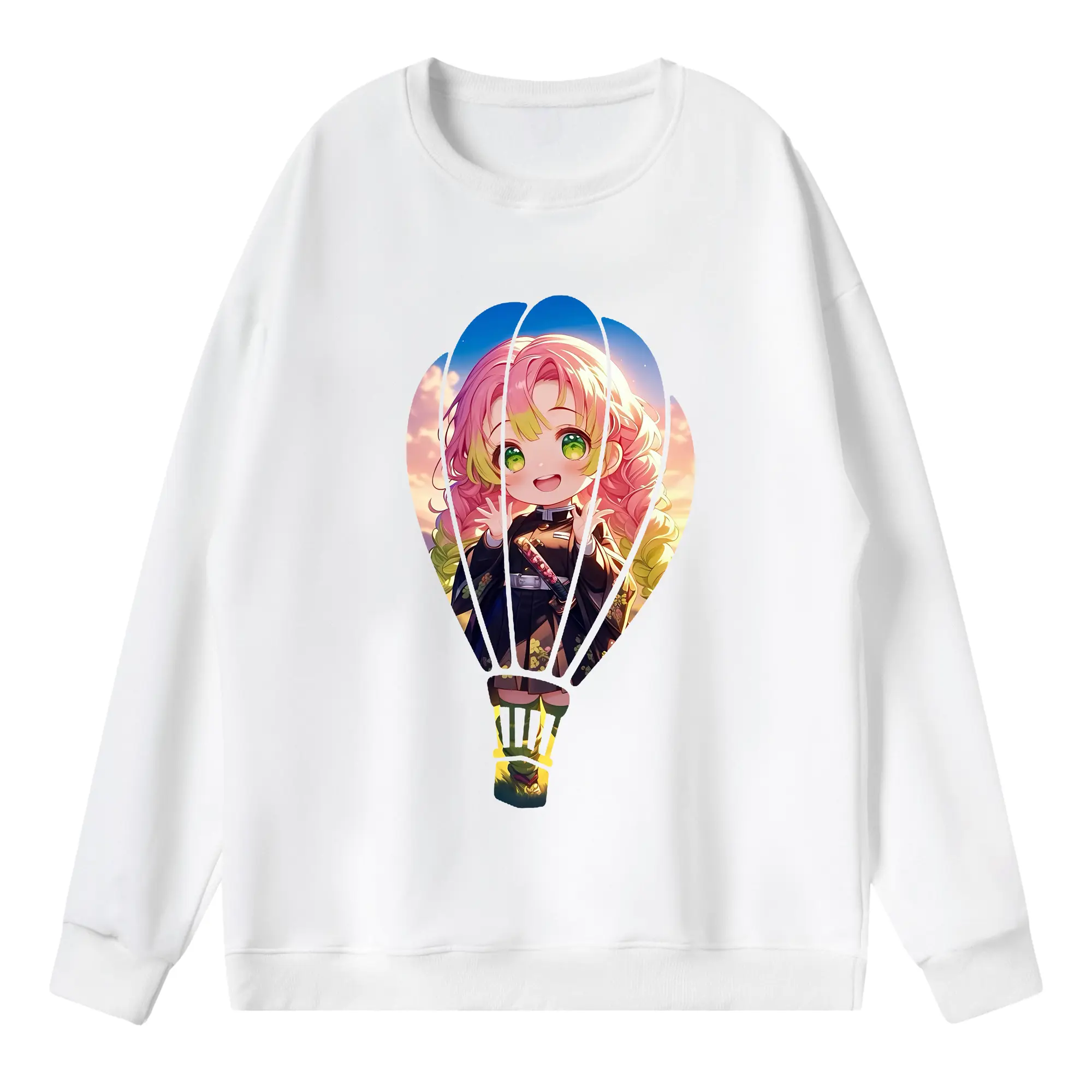 鬼滅の刃 グッズ,甘露寺 蜜璃 - 薄手 クルーネック スウェット 裏毛260g · ポリエステル 春秋向け カジュアル 男女兼用 · トレーナー デイリー スポーツ 散歩に最適