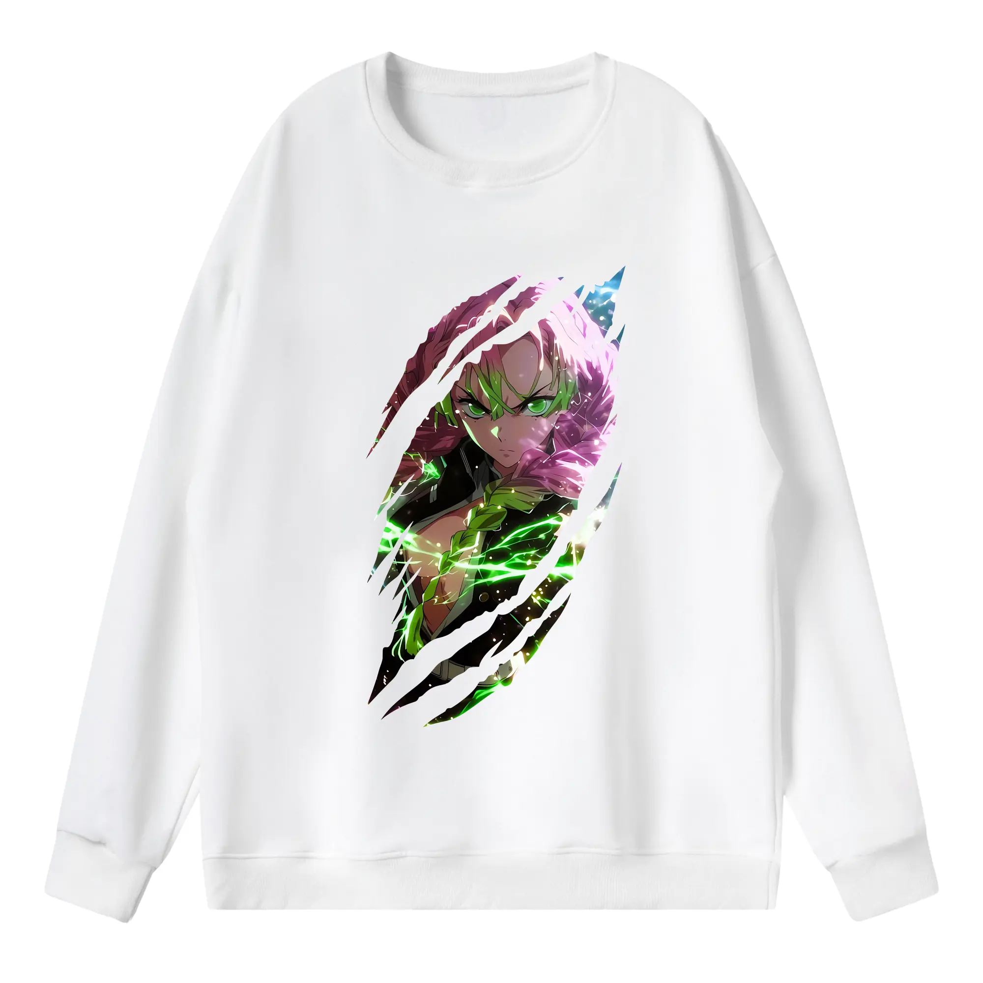 鬼滅の刃 グッズ,甘露寺 蜜璃 - 薄手 クルーネック スウェット 裏毛260g · ポリエステル 春秋向け カジュアル 男女兼用 · トレーナー デイリー スポーツ 散歩に最適