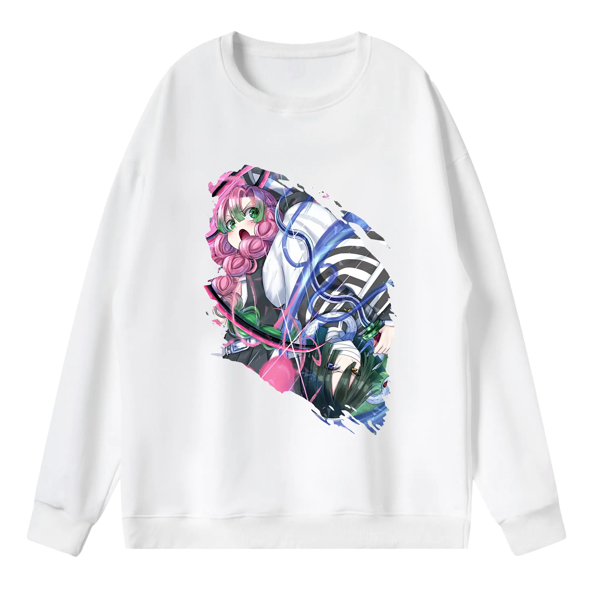 鬼滅の刃 グッズ,甘露寺 蜜璃 - 薄手 クルーネック スウェット 裏毛260g · ポリエステル 春秋向け カジュアル 男女兼用 · トレーナー デイリー スポーツ 散歩に最適