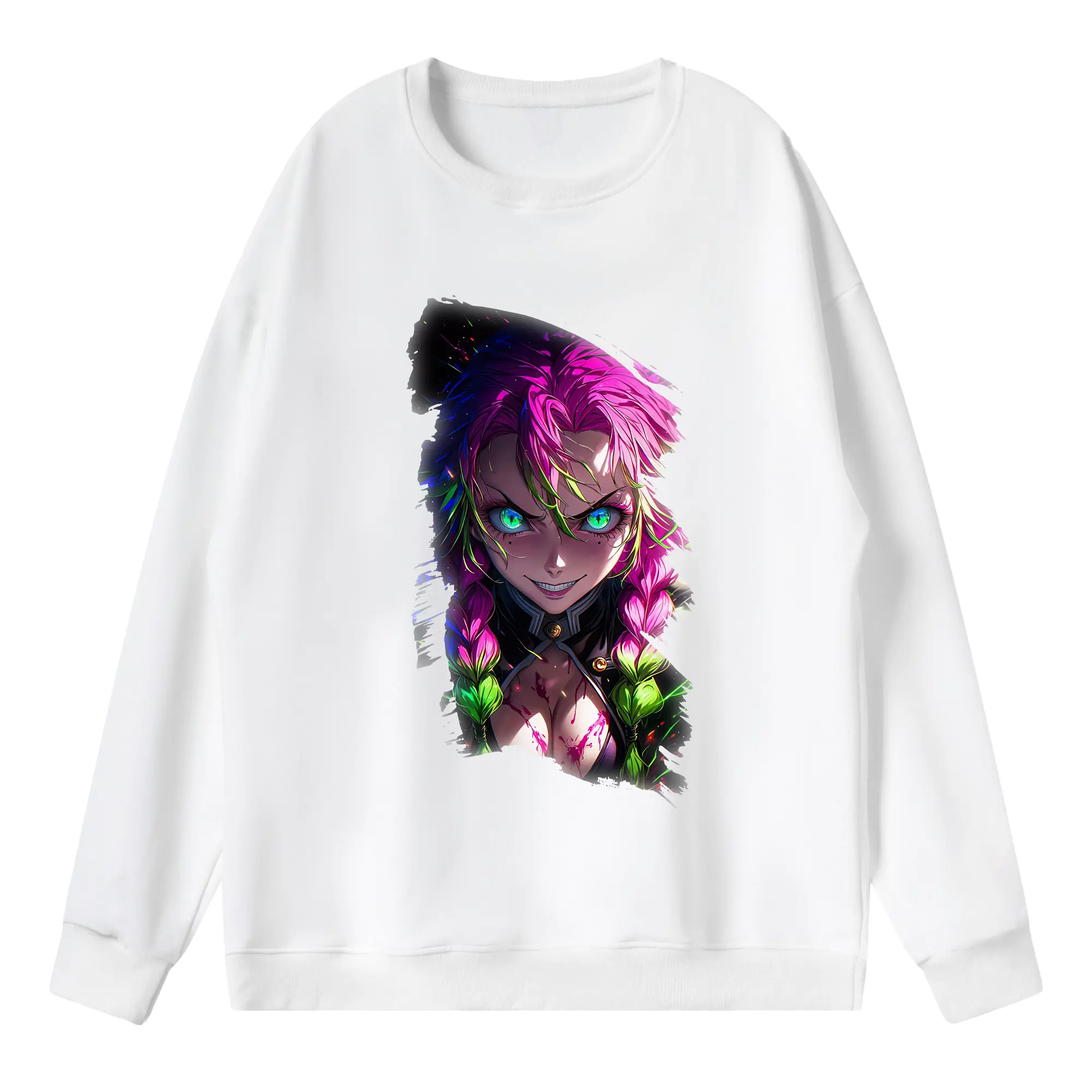 鬼滅の刃 グッズ,甘露寺 蜜璃 - 薄手 クルーネック スウェット 裏毛260g · ポリエステル 春秋向け カジュアル 男女兼用 · トレーナー デイリー スポーツ 散歩に最適