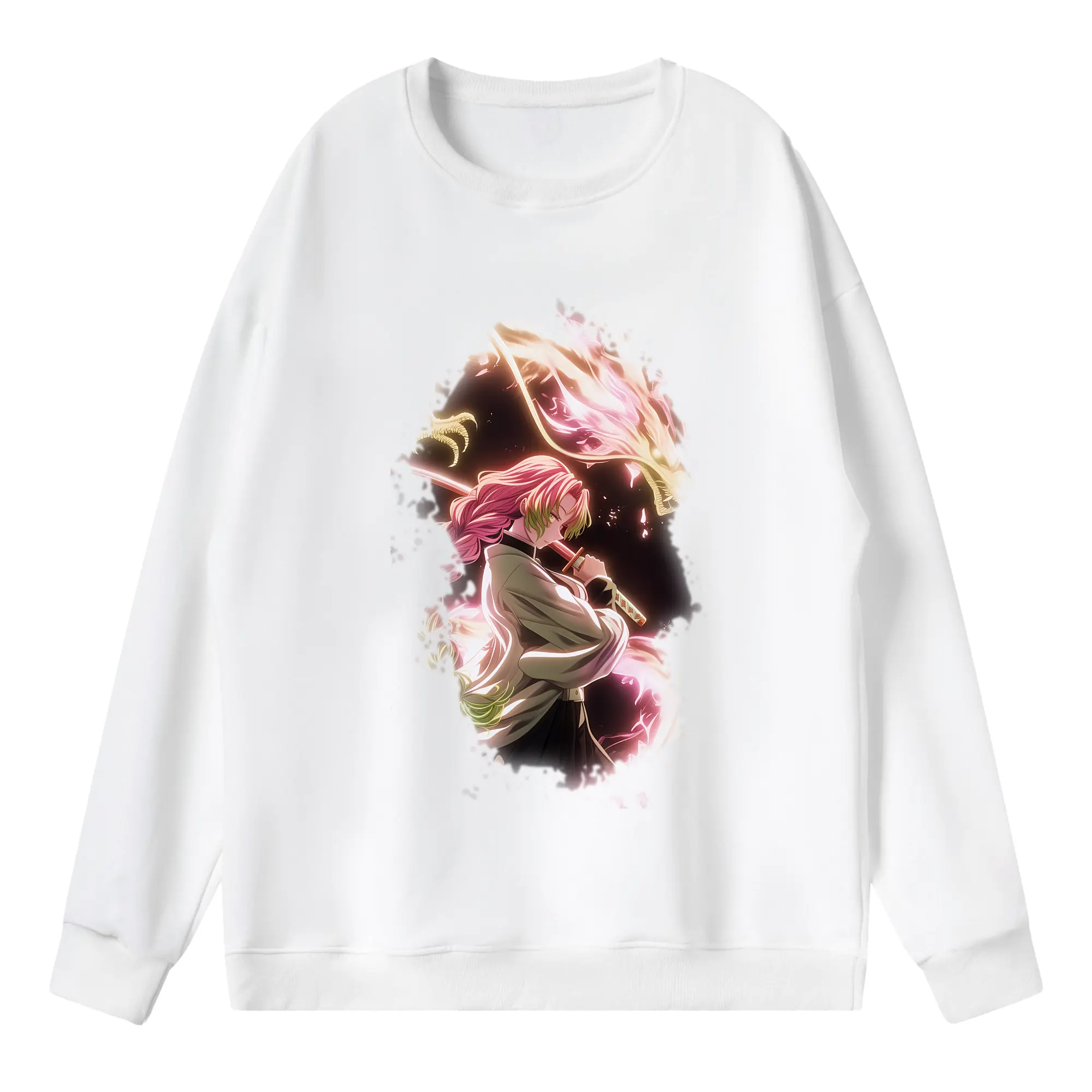 鬼滅の刃 グッズ,甘露寺 蜜璃 - 薄手 クルーネック スウェット 裏毛260g · ポリエステル 春秋向け カジュアル 男女兼用 · トレーナー デイリー スポーツ 散歩に最適