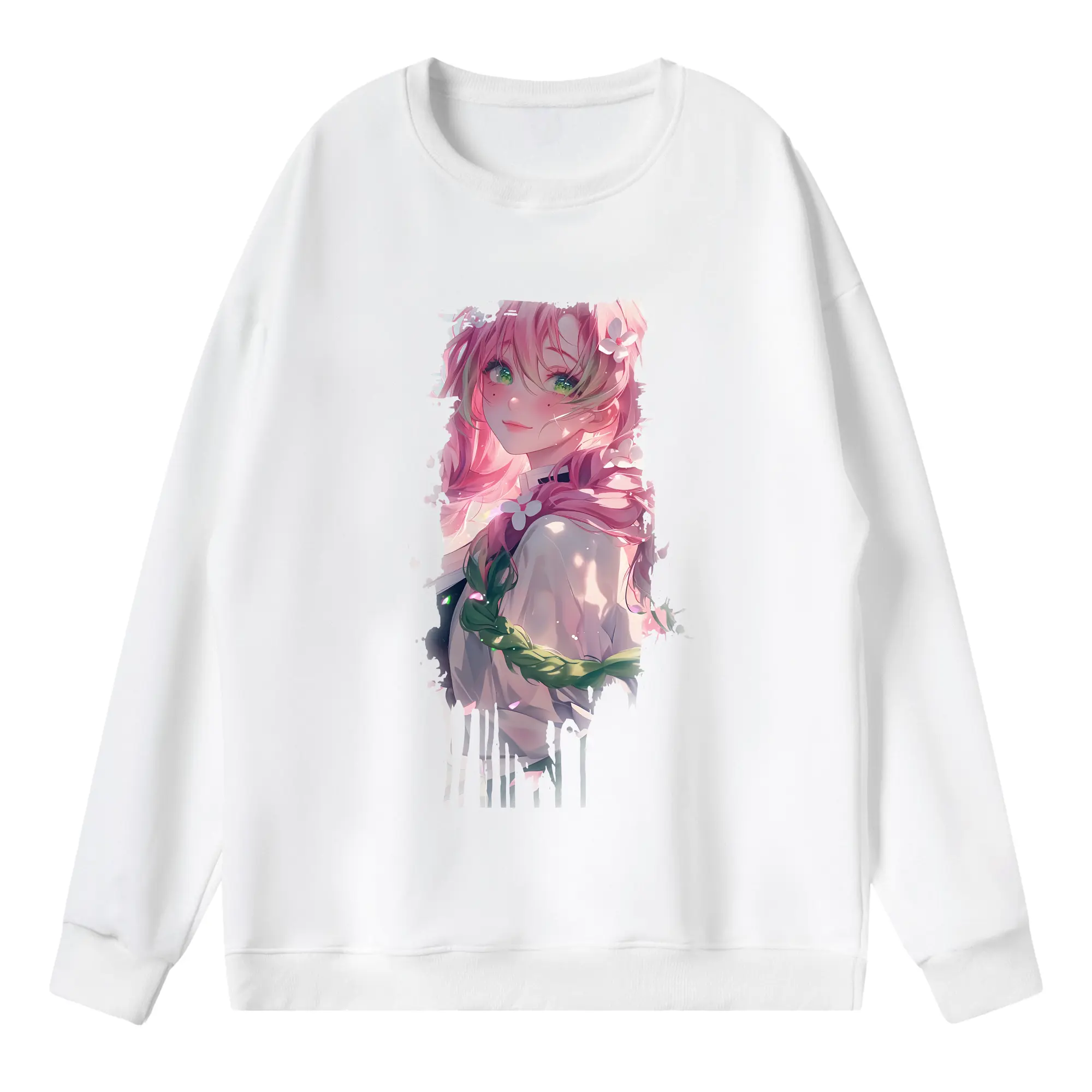 鬼滅の刃 グッズ,甘露寺 蜜璃 - 薄手 クルーネック スウェット 裏毛260g · ポリエステル 春秋向け カジュアル 男女兼用 · トレーナー デイリー スポーツ 散歩に最適