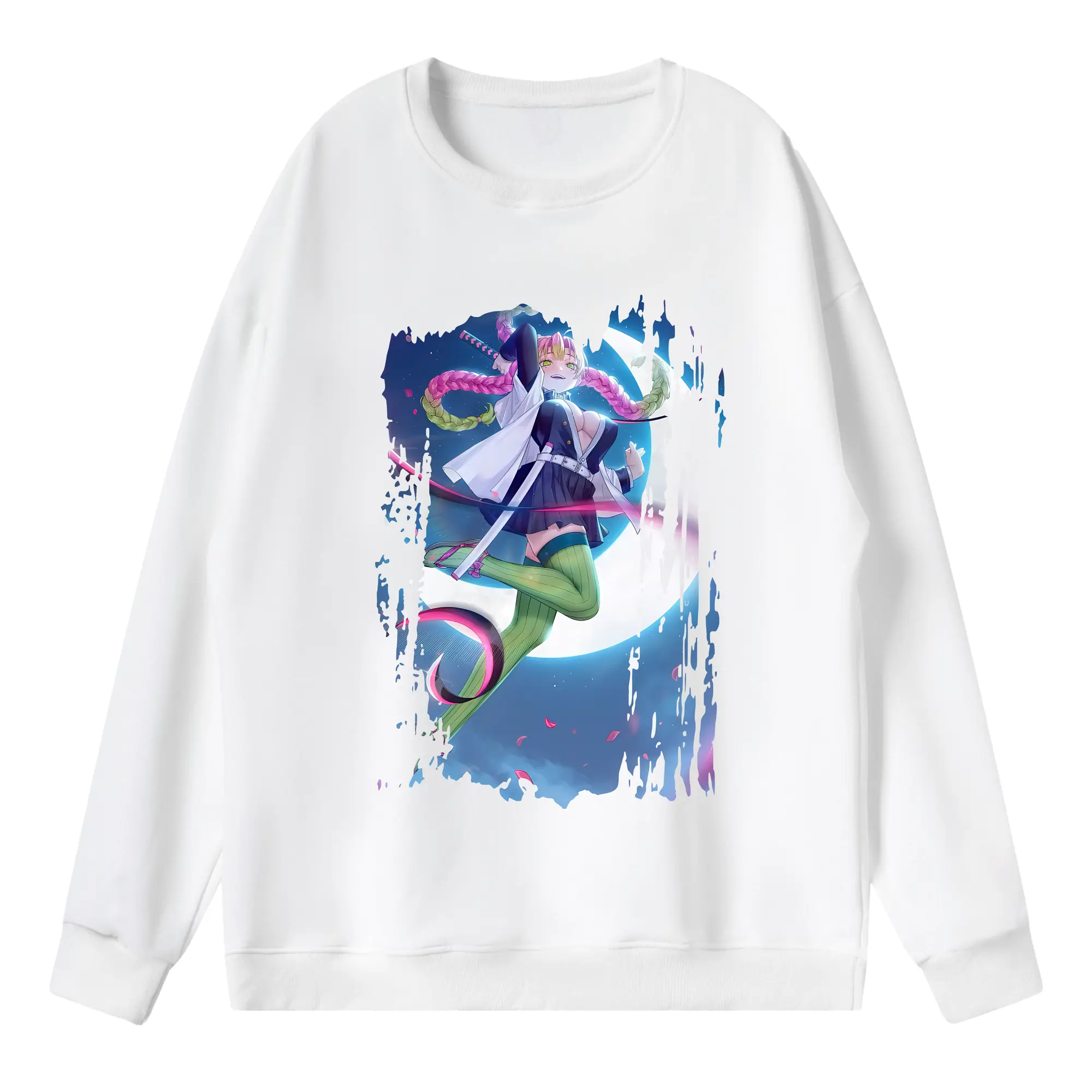 鬼滅の刃 グッズ,甘露寺 蜜璃 - 薄手 クルーネック スウェット 裏毛260g · ポリエステル 春秋向け カジュアル 男女兼用 · トレーナー デイリー スポーツ 散歩に最適
