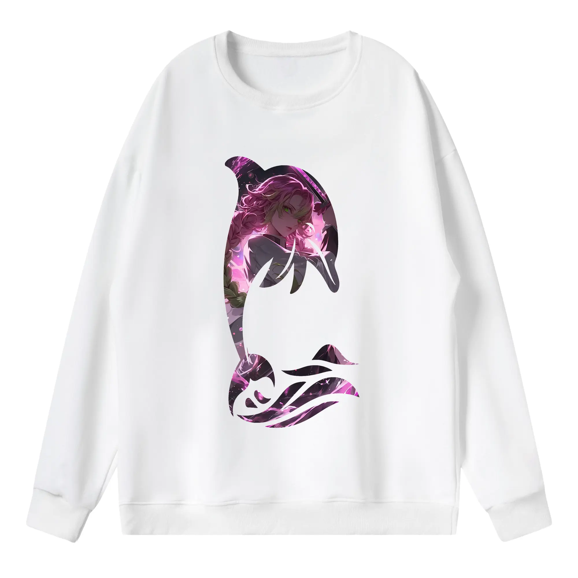 鬼滅の刃 グッズ,甘露寺 蜜璃 - 薄手 クルーネック スウェット 裏毛260g · ポリエステル 春秋向け カジュアル 男女兼用 · トレーナー デイリー スポーツ 散歩に最適