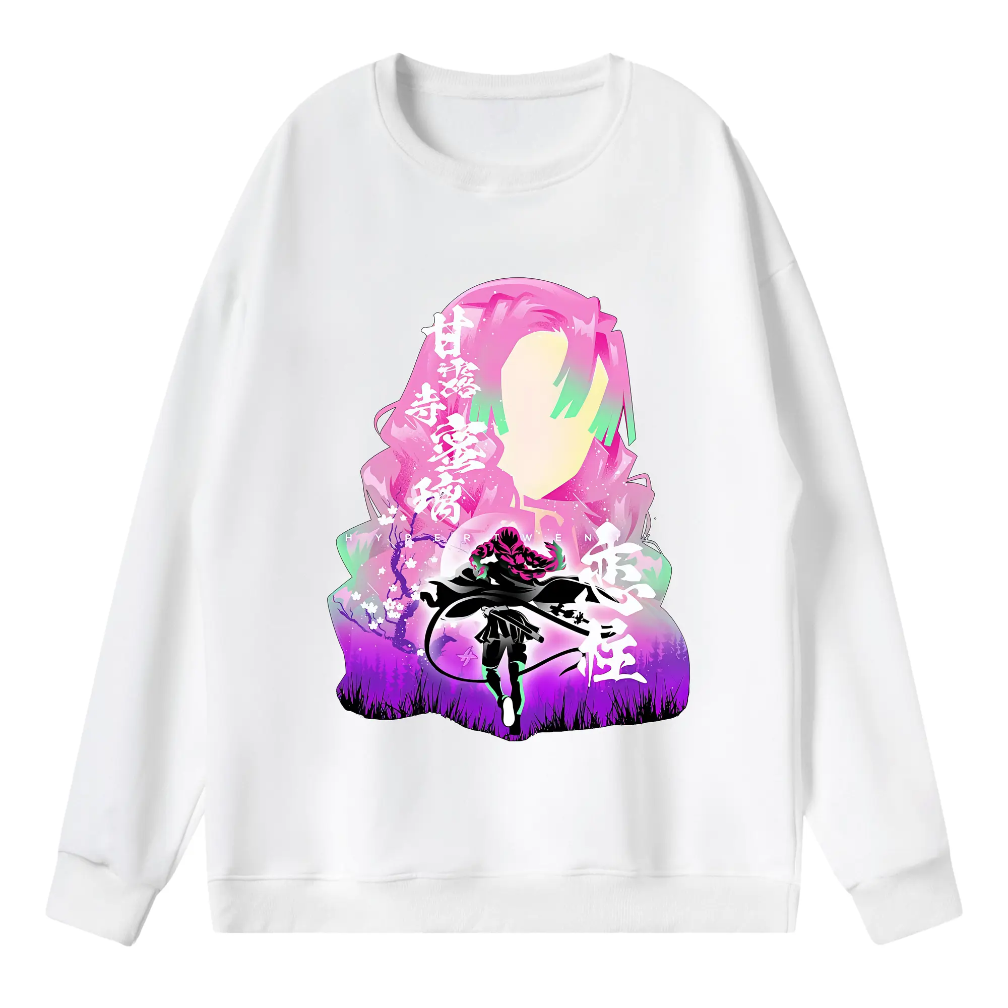 鬼滅の刃 グッズ,甘露寺 蜜璃 - 薄手 クルーネック スウェット 裏毛260g · ポリエステル 春秋向け カジュアル 男女兼用 · トレーナー デイリー スポーツ 散歩に最適