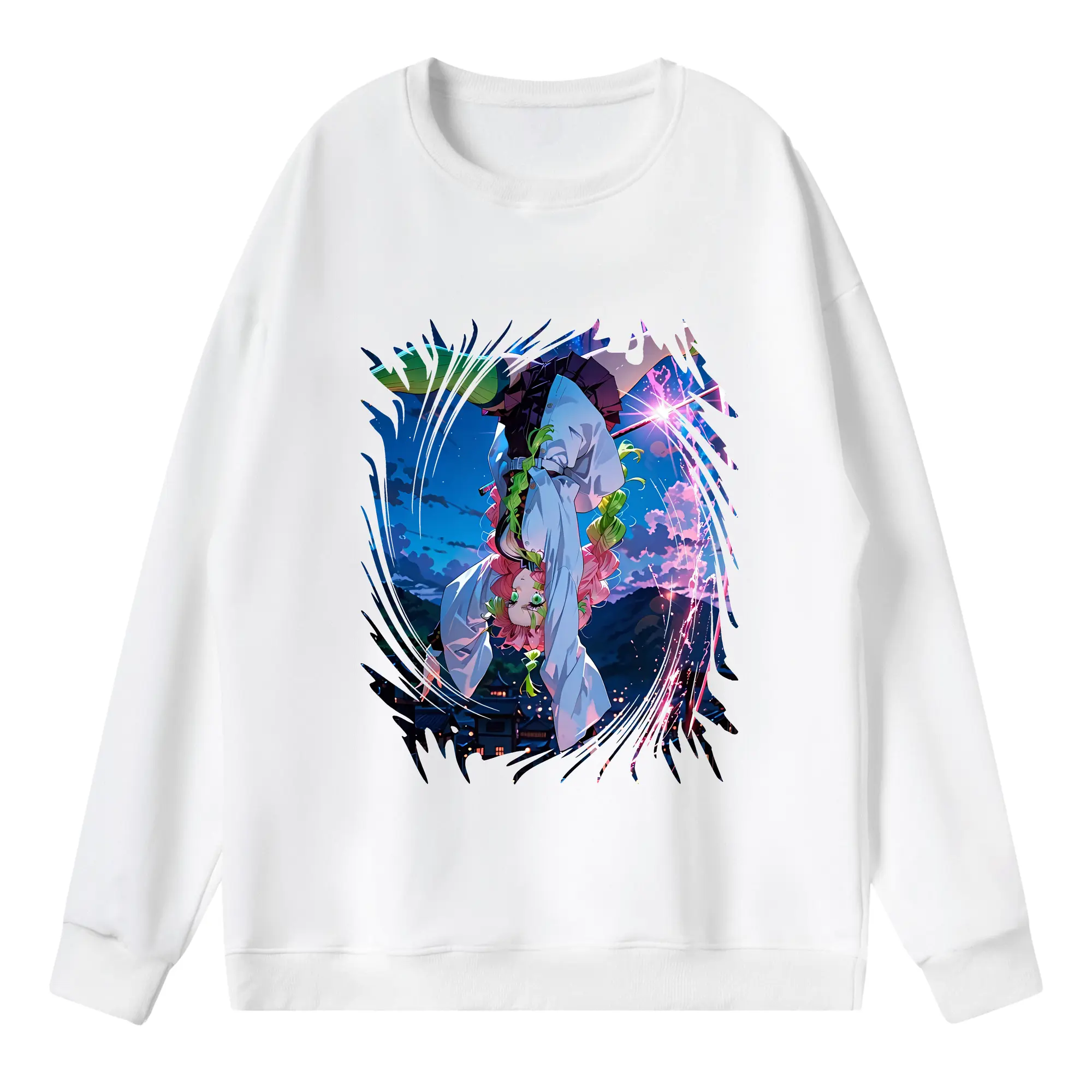 鬼滅の刃 グッズ,甘露寺 蜜璃 - 薄手 クルーネック スウェット 裏毛260g · ポリエステル 春秋向け カジュアル 男女兼用 · トレーナー デイリー スポーツ 散歩に最適