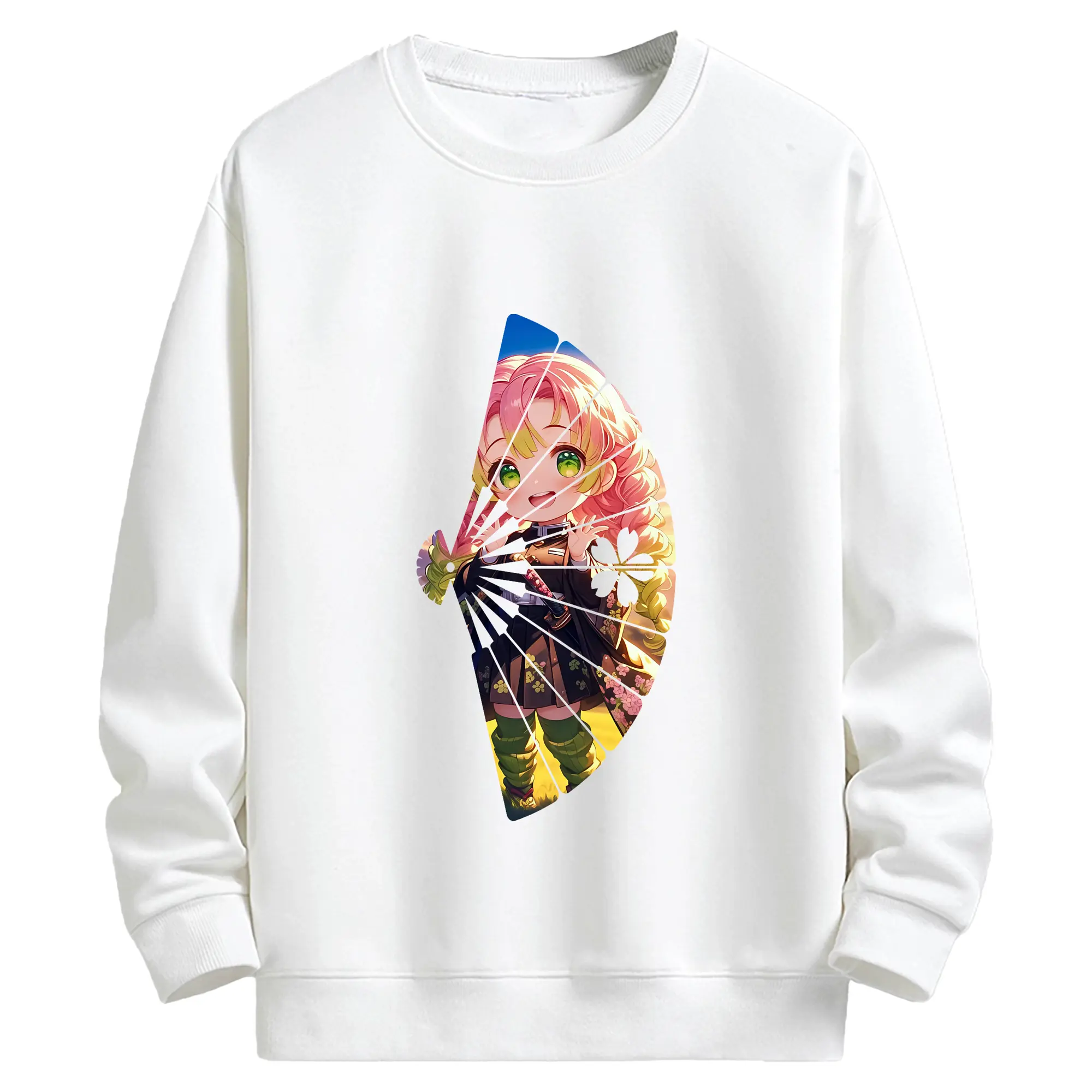 鬼滅の刃 グッズ,甘露寺 蜜璃 - キッズ クルーネックスウェットシャツ ・ フロントプリント ・ 綿80％ ポリエステル20％ ・ 快適 通学 スポーツ 日常使い お散歩用