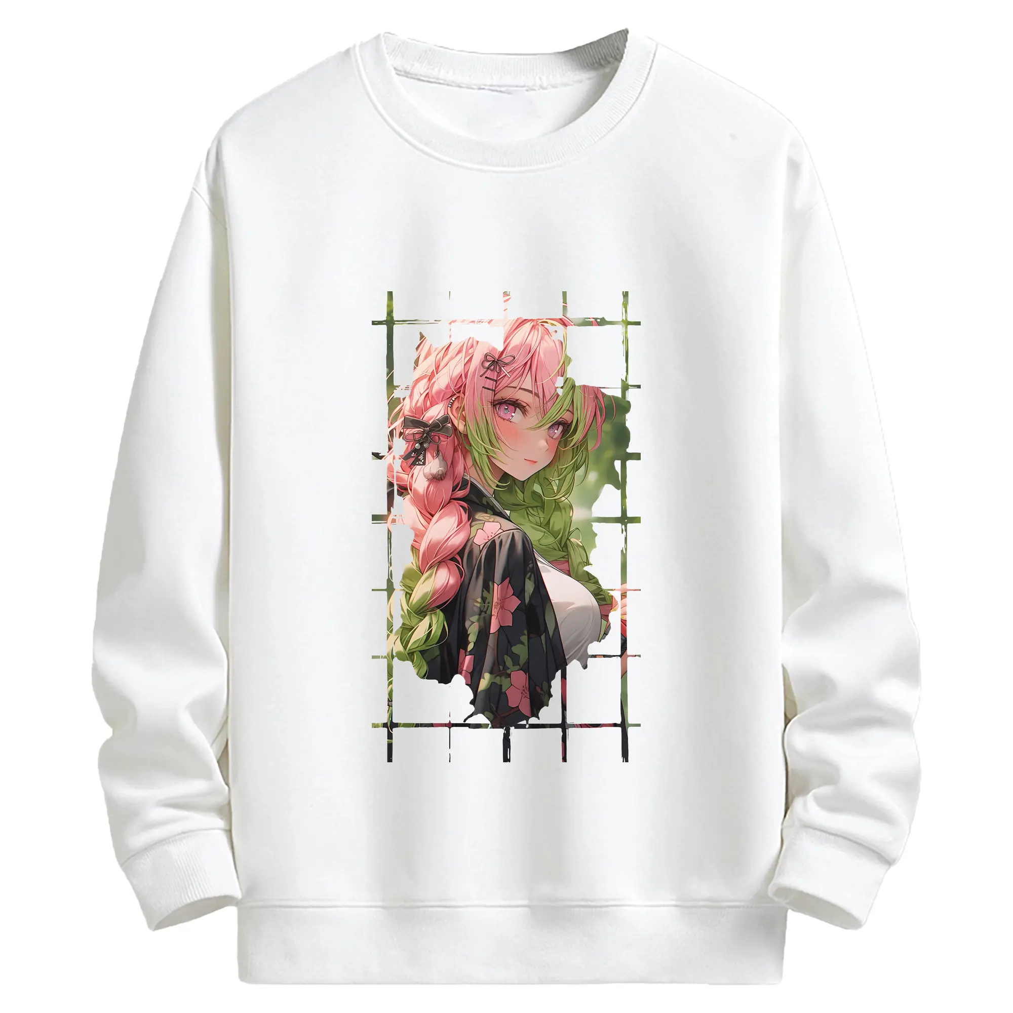 鬼滅の刃 グッズ,甘露寺 蜜璃 - キッズ クルーネックスウェットシャツ ・ フロントプリント ・ 綿80％ ポリエステル20％ ・ 快適 通学 スポーツ 日常使い お散歩用