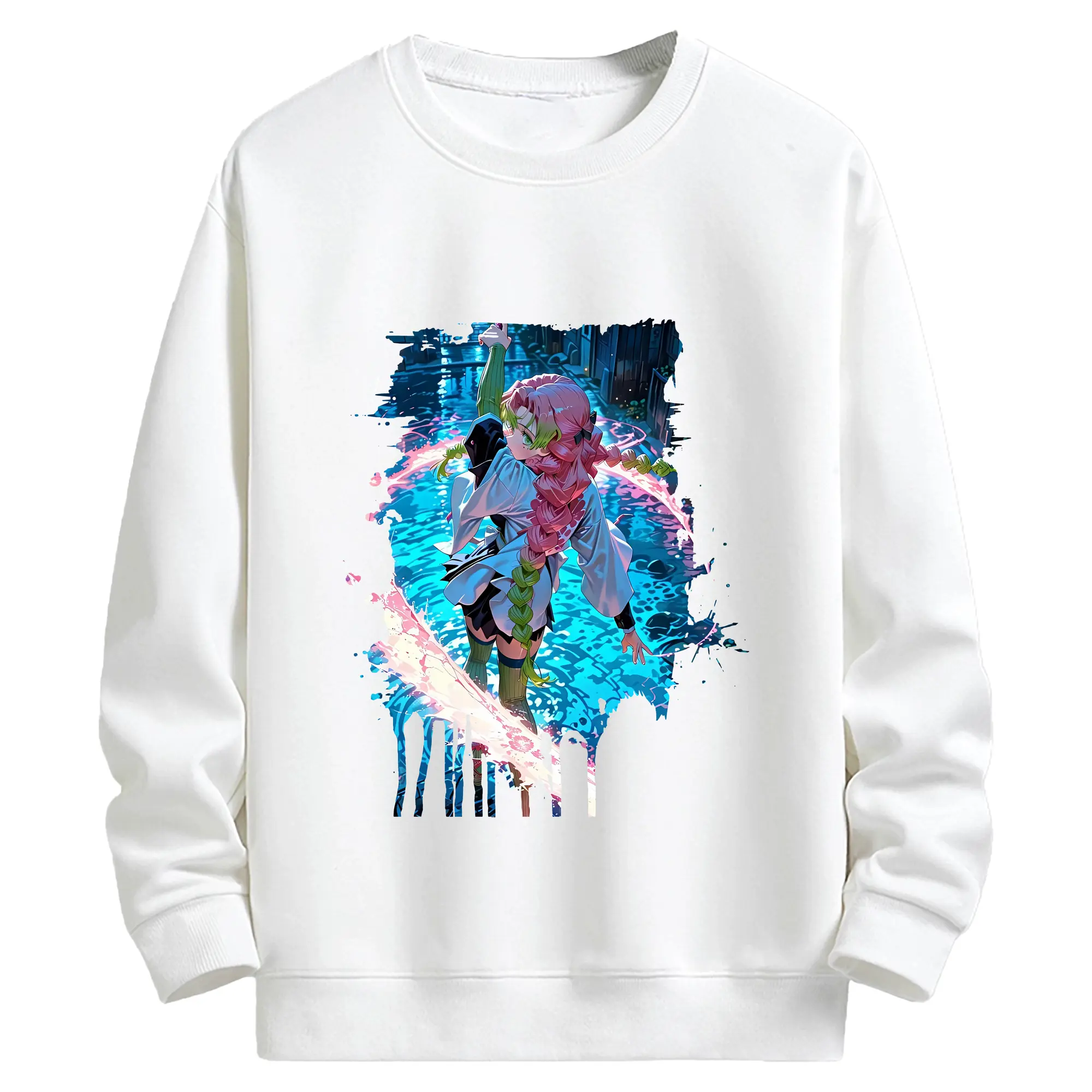 鬼滅の刃 グッズ,甘露寺 蜜璃 - キッズ クルーネックスウェットシャツ ・ フロントプリント ・ 綿80％ ポリエステル20％ ・ 快適 通学 スポーツ 日常使い お散歩用