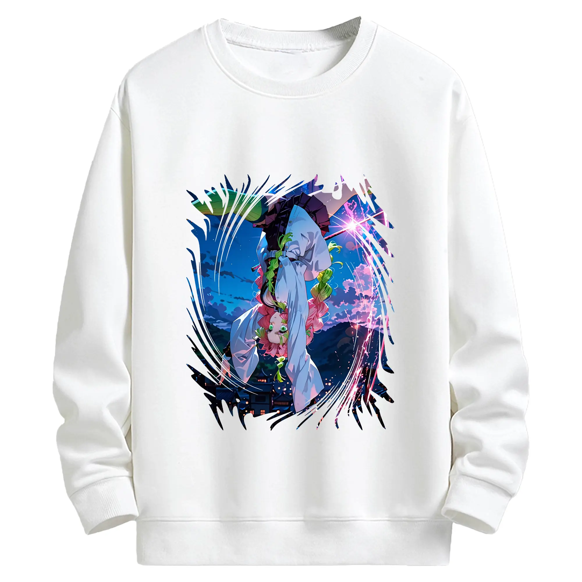 鬼滅の刃 グッズ,甘露寺 蜜璃 - キッズ クルーネックスウェットシャツ ・ フロントプリント ・ 綿80％ ポリエステル20％ ・ 快適 通学 スポーツ 日常使い お散歩用