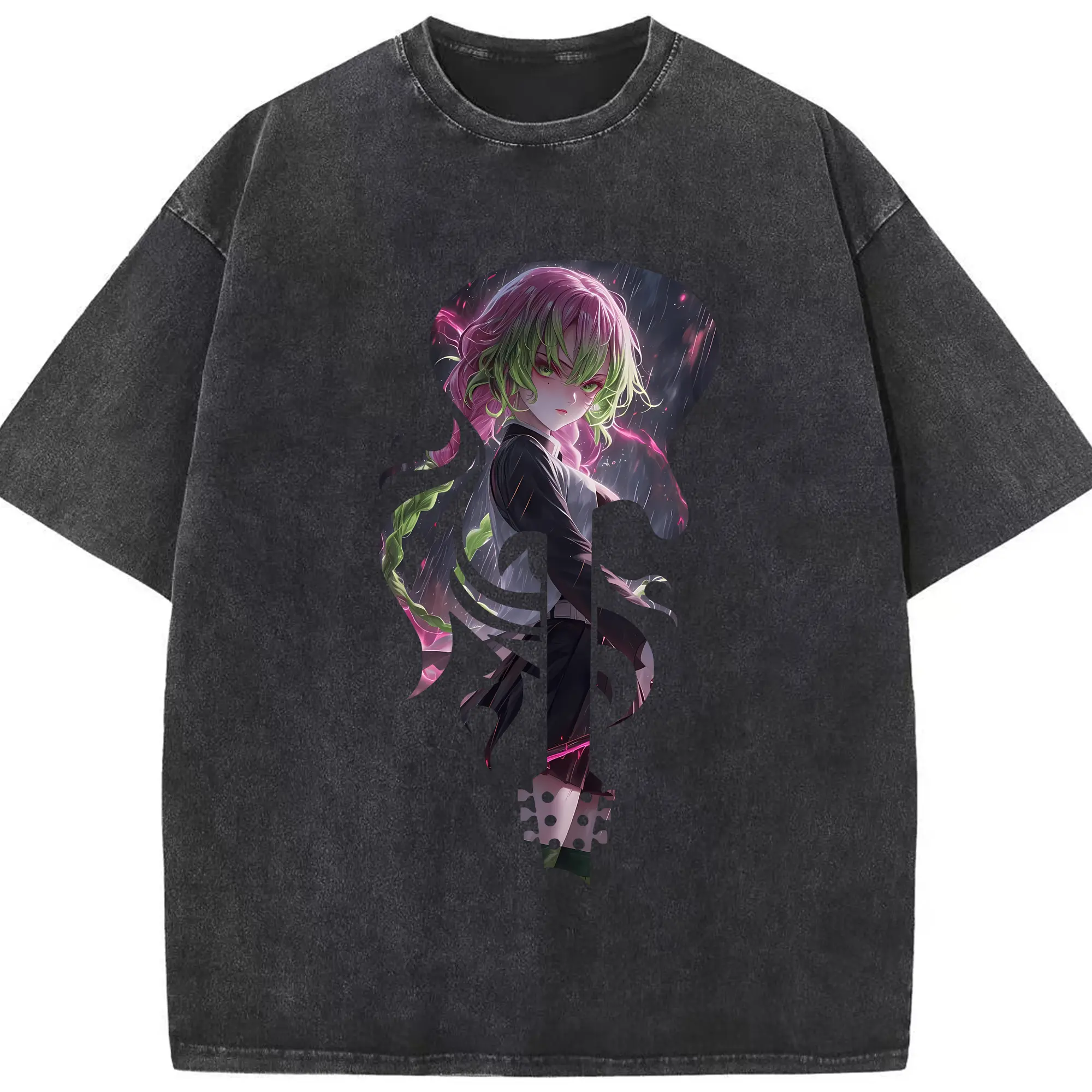 鬼滅の刃 グッズ,甘露寺 蜜璃 - 綿100％ ヴィンテージ風 半袖Tシャツ ・ フロントプリント ・ 柔らか肌触り ・ 通気性 快適 ・ スポーツ カジュアル 外出用