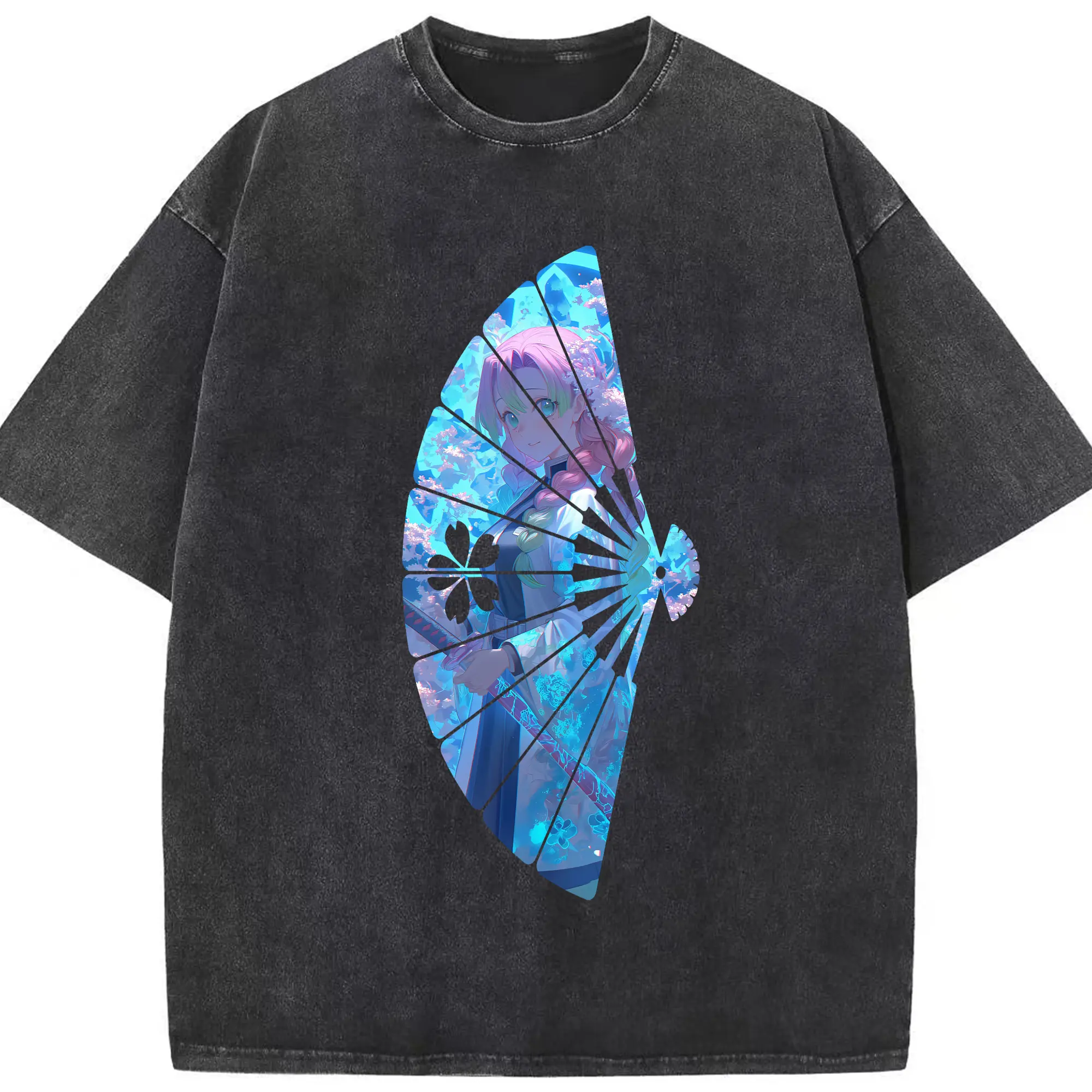 鬼滅の刃 グッズ,甘露寺 蜜璃 - 綿100％ ヴィンテージ風 半袖Tシャツ ・ フロントプリント ・ 柔らか肌触り ・ 通気性 快適 ・ スポーツ カジュアル 外出用