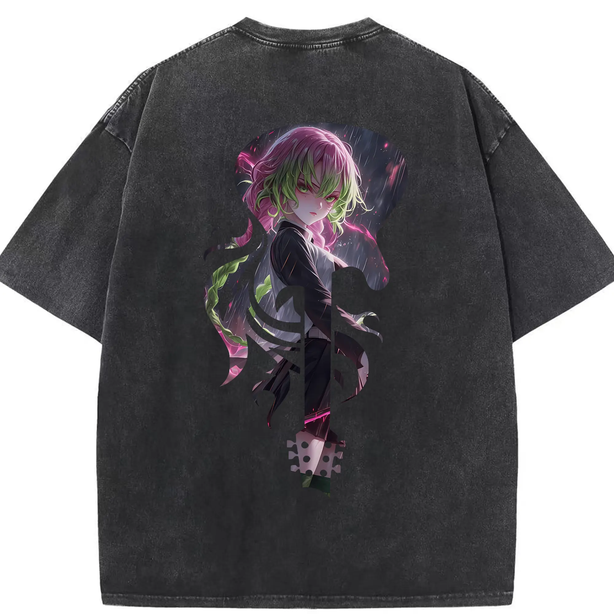 鬼滅の刃 グッズ,甘露寺 蜜璃 - 綿100％ ヴィンテージ風 半袖Tシャツ ・ 背面プリント ・ 柔らか肌触り ・ 通気性 快適 ・ スポーツ カジュアル 外出用