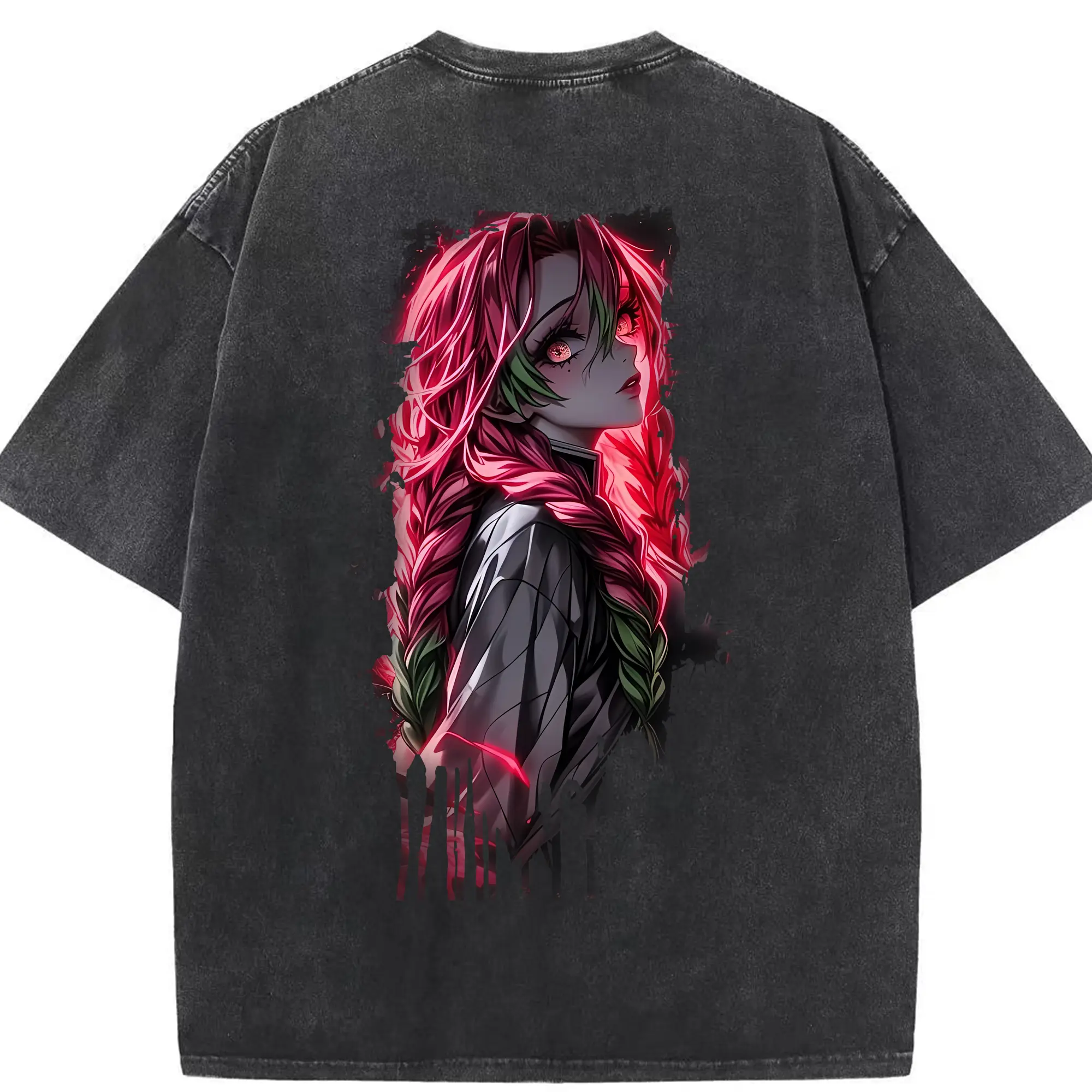 鬼滅の刃 グッズ,甘露寺 蜜璃 - 綿100％ ヴィンテージ風 半袖Tシャツ ・ 背面プリント ・ 柔らか肌触り ・ 通気性 快適 ・ スポーツ カジュアル 外出用